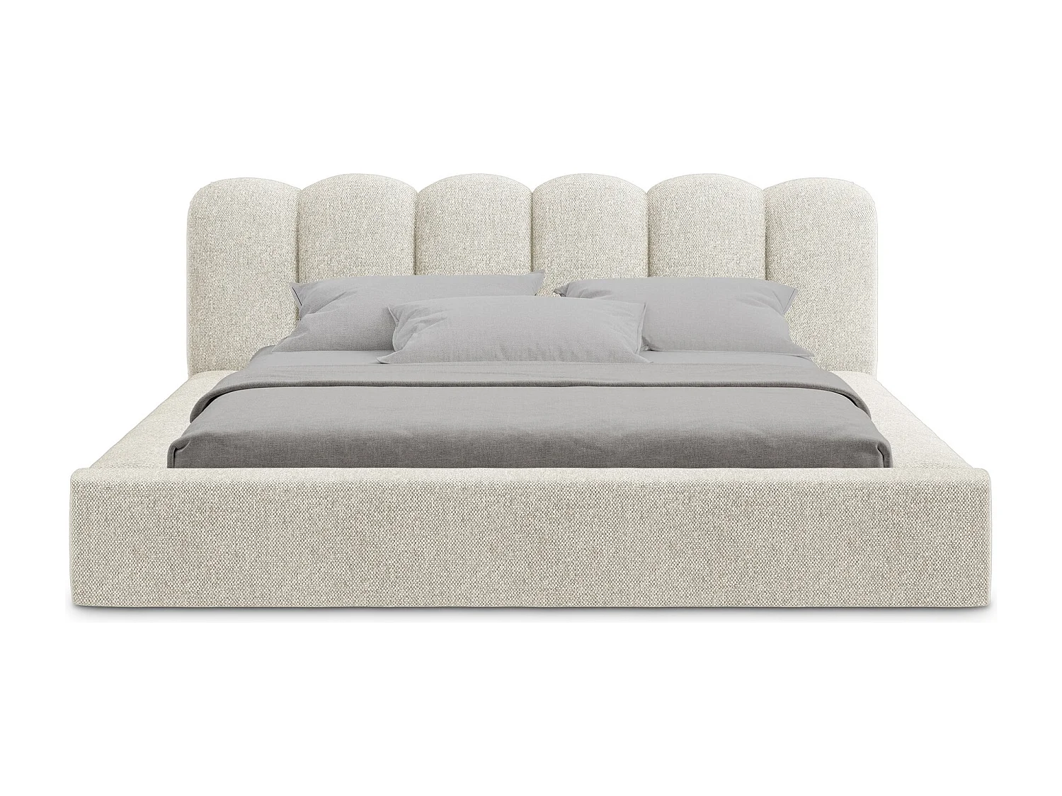 Bed met opbergruimte - 220 x 238 van Donkerbeige Structuurstof - MANO