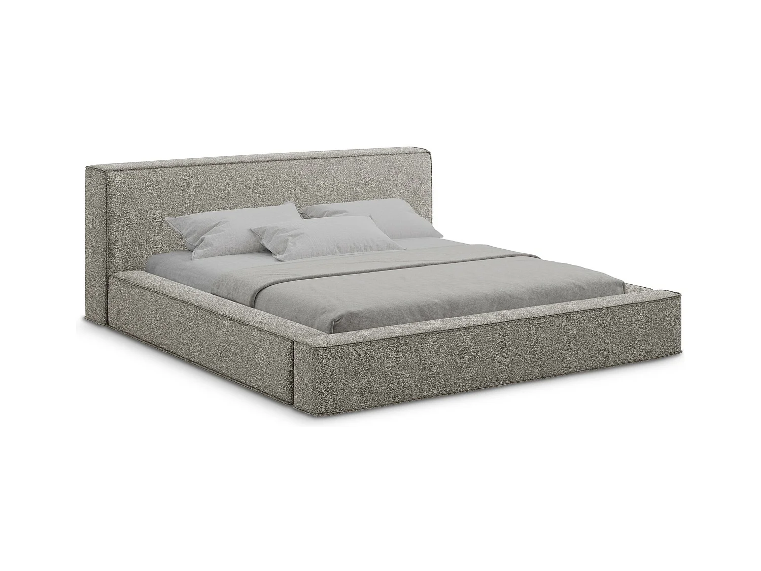 Lit rembourré avec rangement 200 x 240 - en Bouclé - beige foncé - NOHO