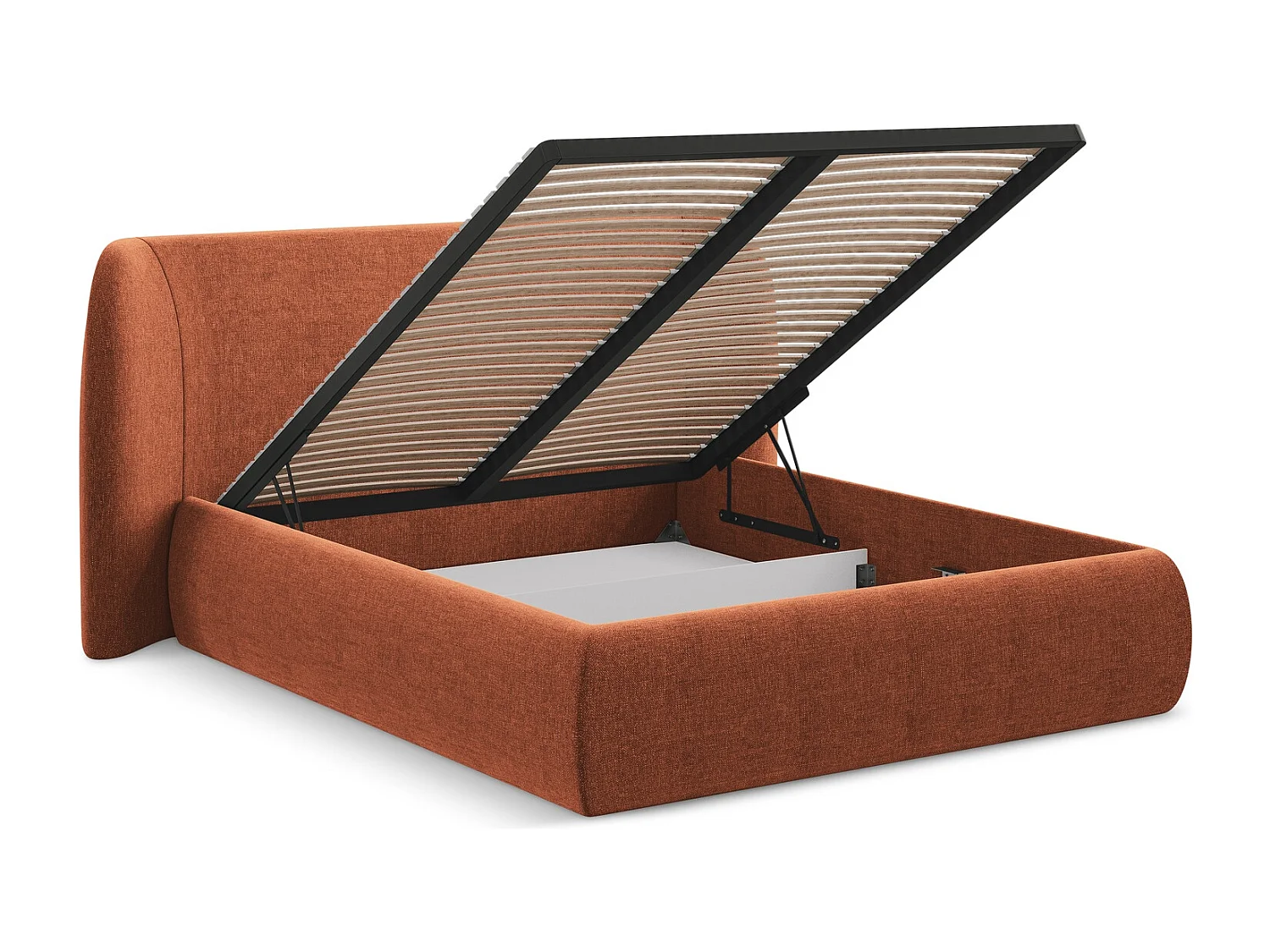 Polsterbed mit Stauraum - 190 x 215 - Chenille - Terrakotta - HAUKE