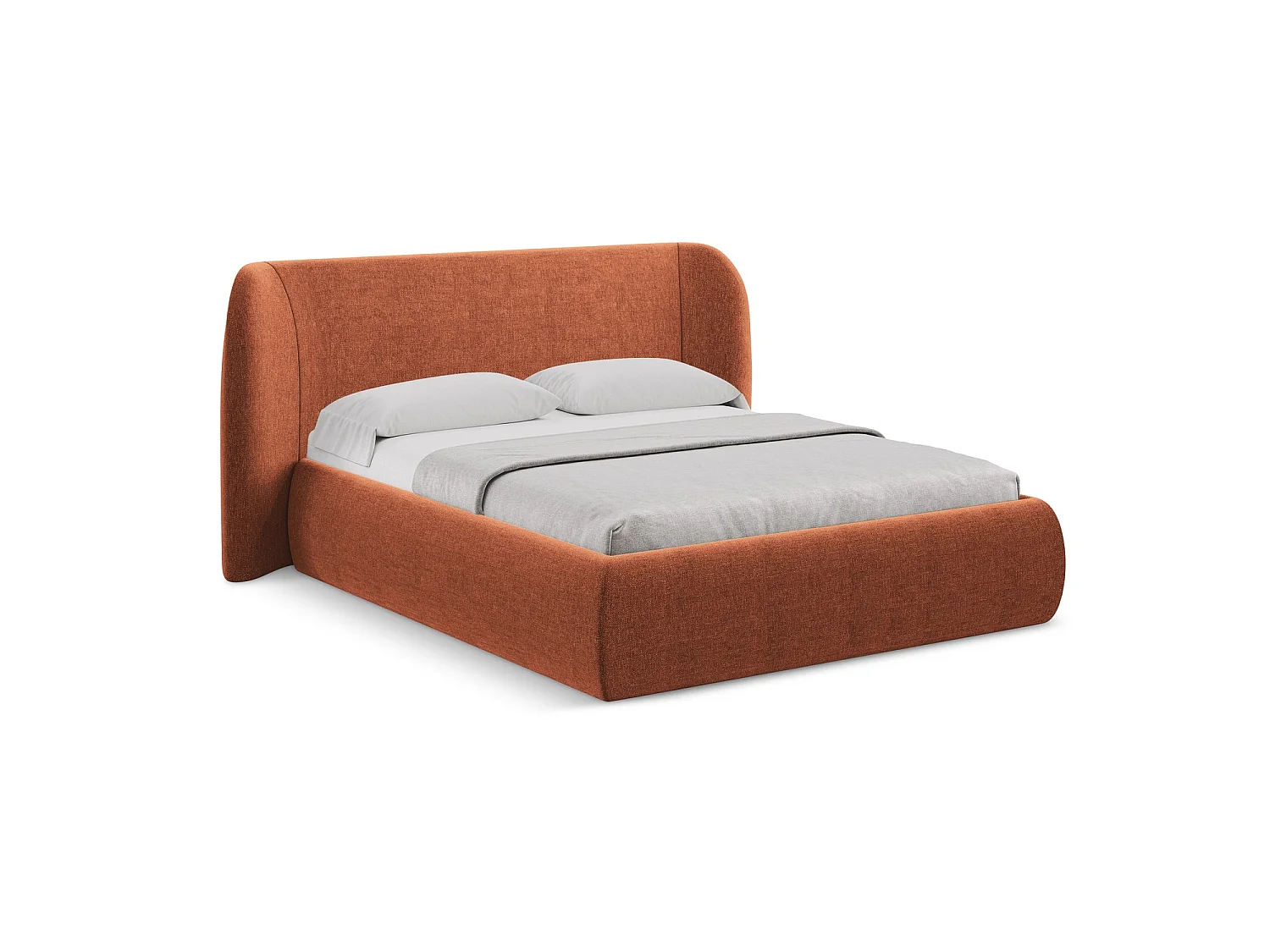 Polsterbed mit Stauraum - 190 x 215 - Chenille - Terrakotta - TRIESTE