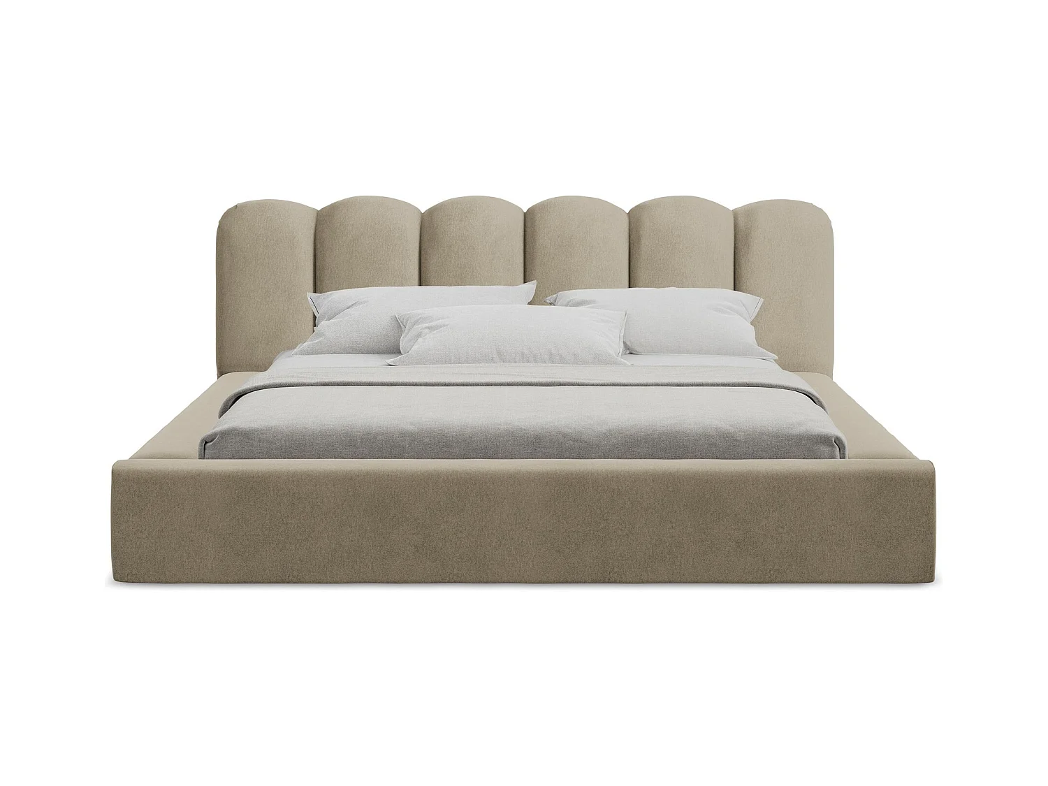 Cama con almacenaje de terciopelo - 140x200 cmMANO - beige - MANO