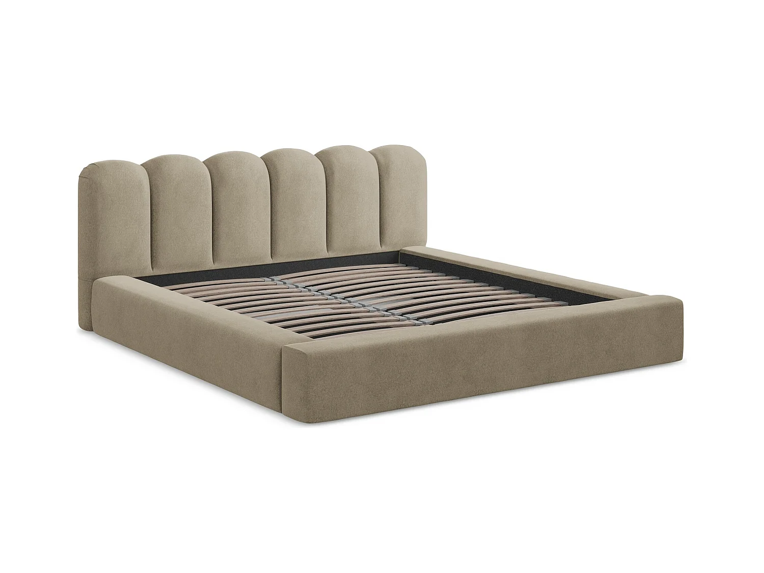 Cama con almacenaje de terciopelo - 140x200 cmMANO - beige - MANO
