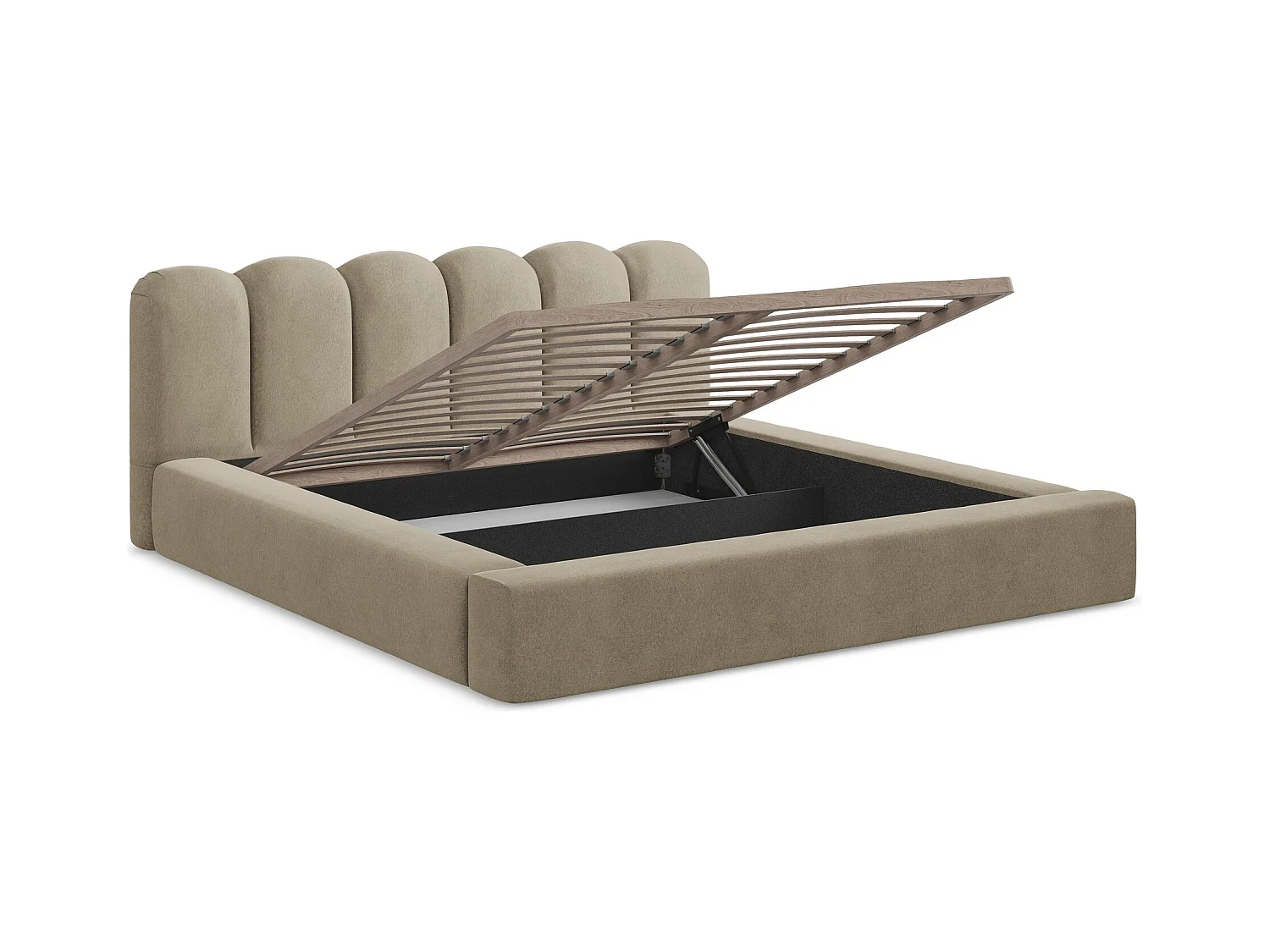 Cama con almacenaje de terciopelo - 140x200 cmMANO - beige - MANO