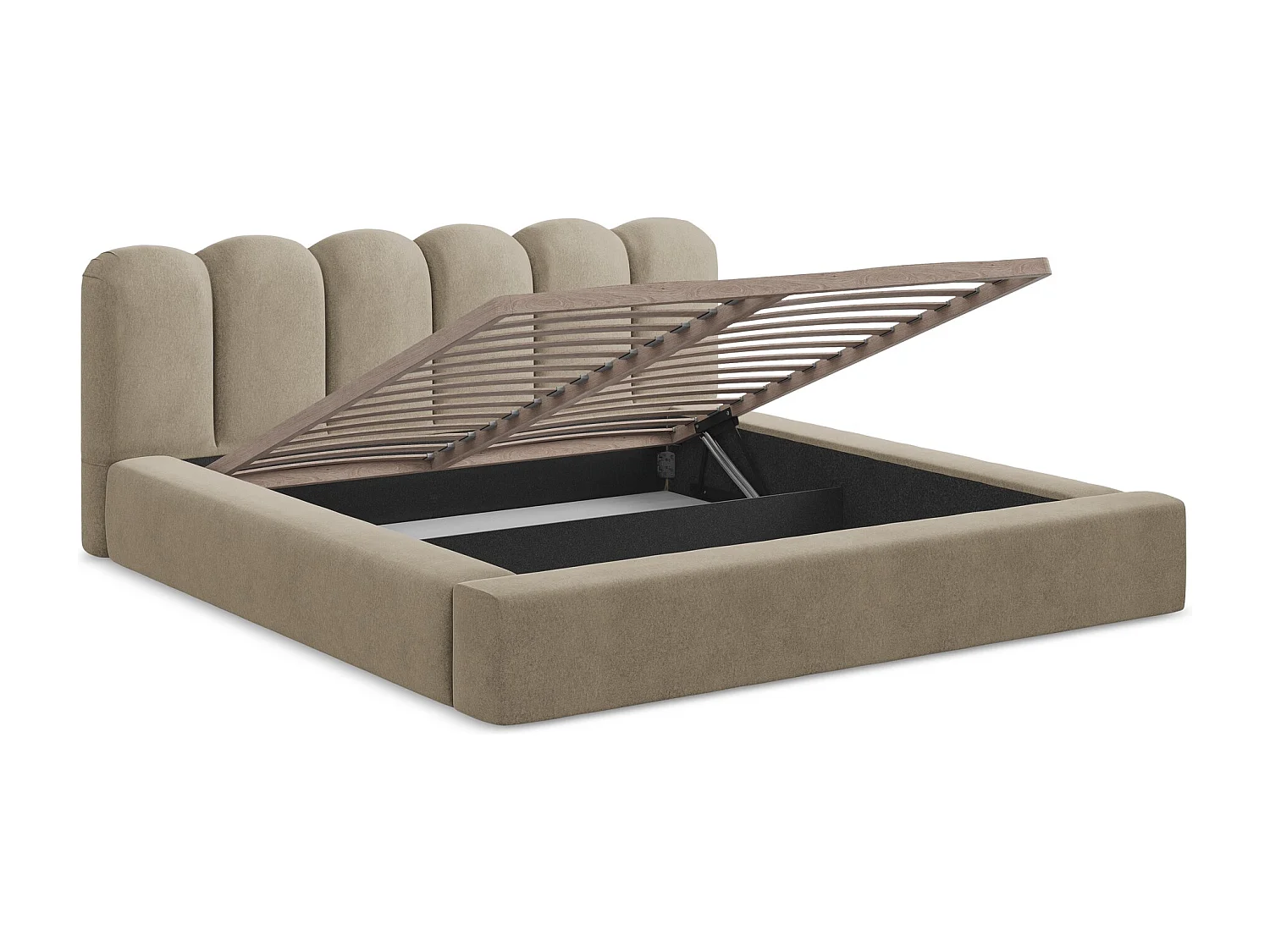 Polsterbed mit Stauraum - 180 x 238 - Samt - Beige - MANO