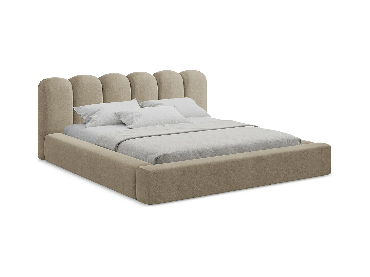 Lit rembourré avec rangement 220 x 238 - en Samt - beige - MANO