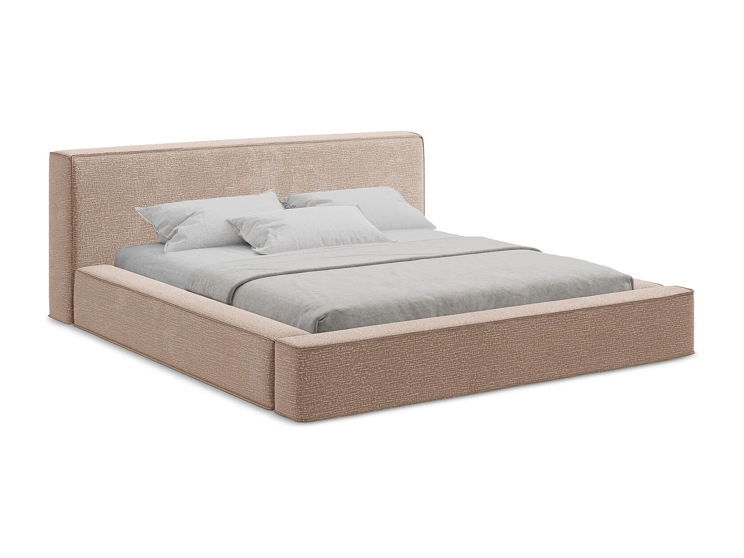 Polsterbed mit Stauraum - 200 x 240 - Strukturstoff - Gedämpftes Rosa - NOHO