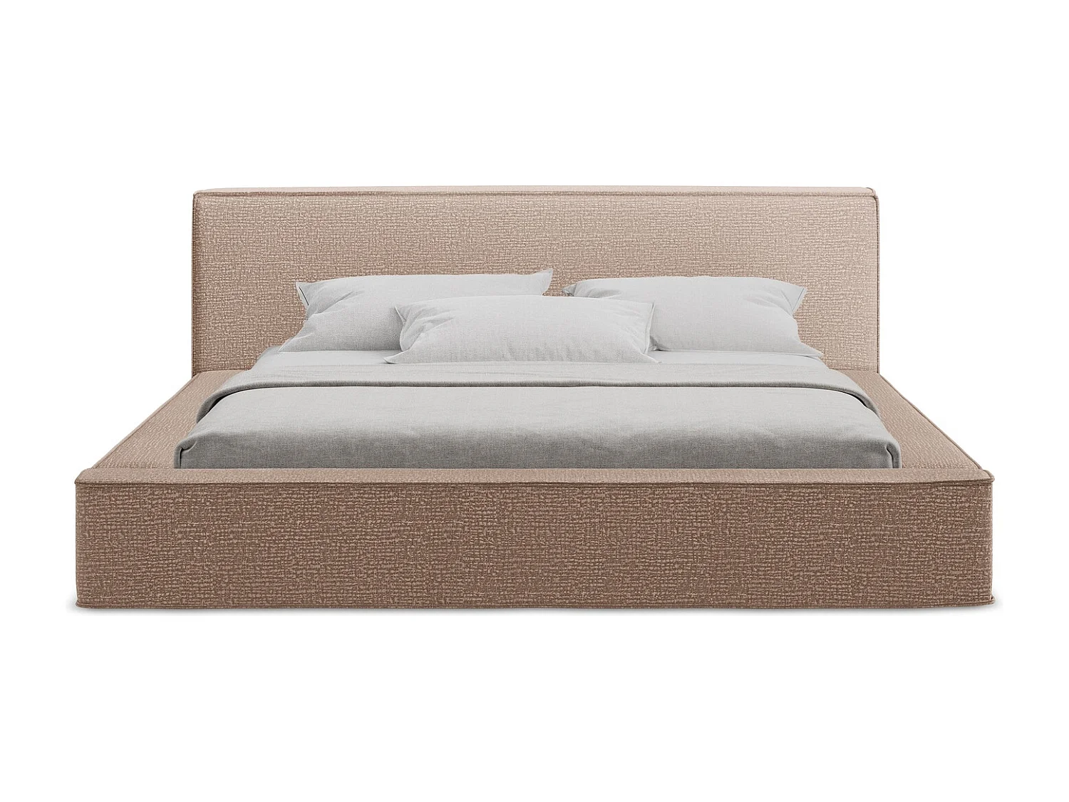 Polsterbed mit Stauraum - 200 x 240 - Strukturstoff - Gedämpftes Rosa - NOHO