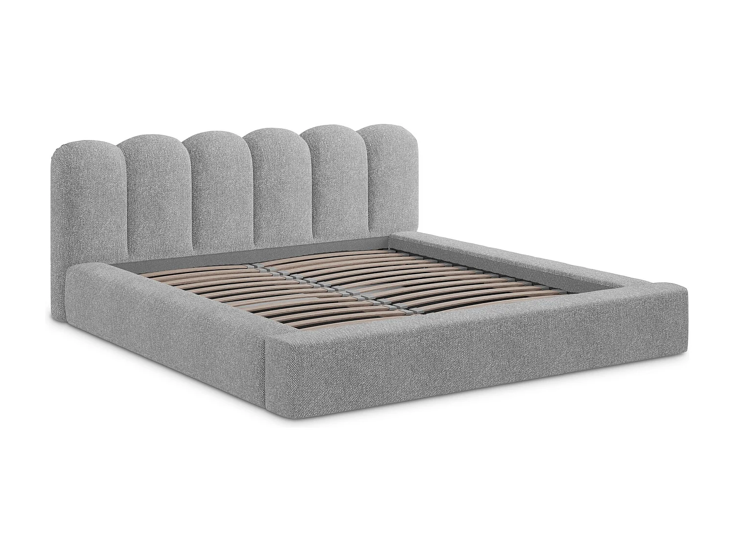 Lit rembourré avec rangement 200 x 238 - en Strukturstoff - gris clair - MANO