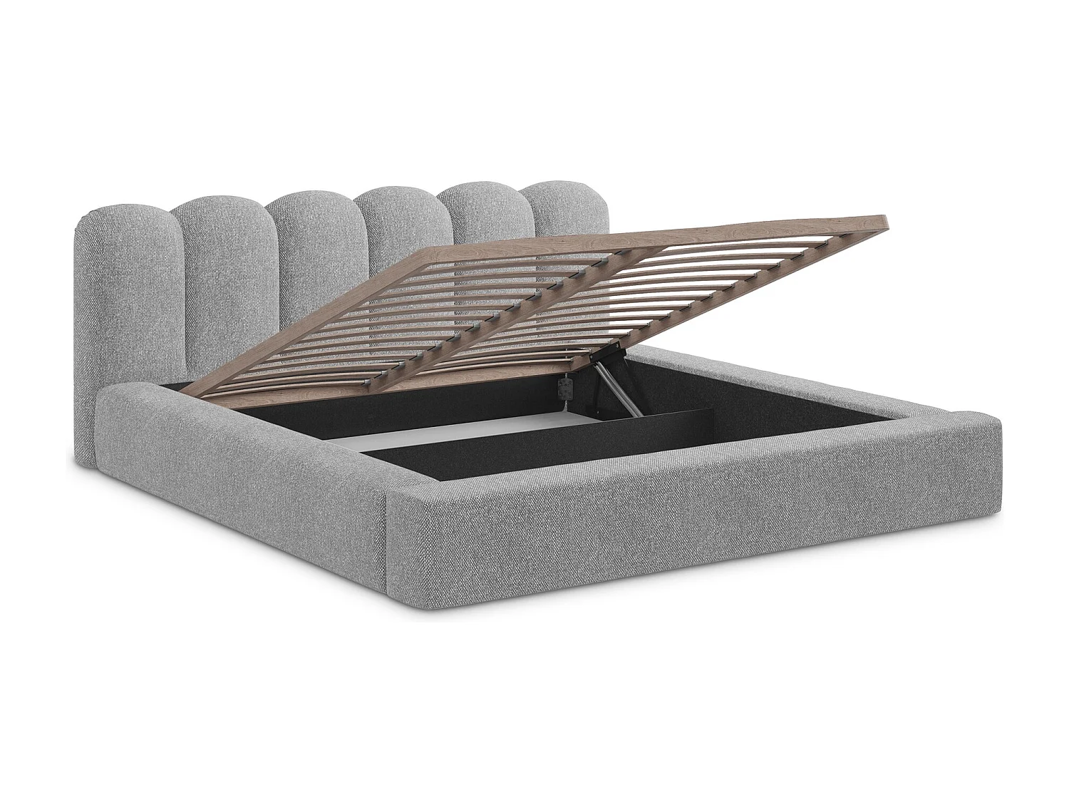 Lit rembourré avec rangement 200 x 238 - en Strukturstoff - gris clair - MANO