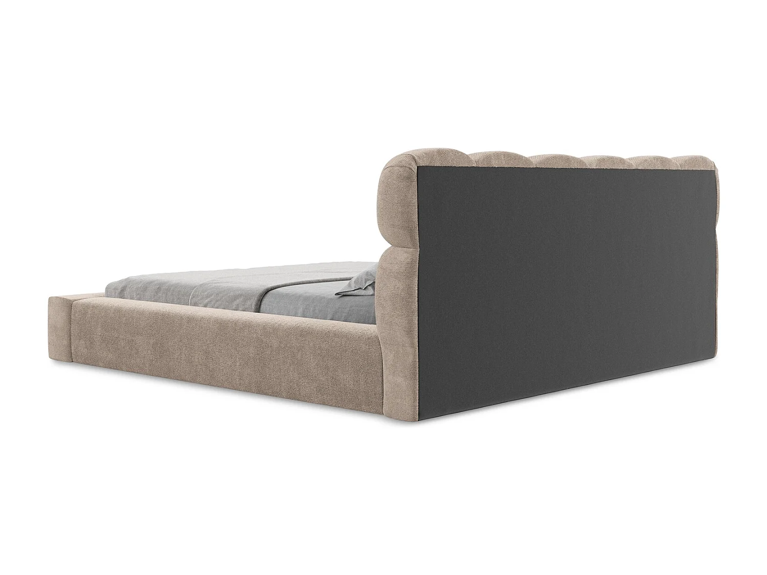 Lit rembourré avec rangement 200 x 240 - en Chenille - beige foncé - KAHU