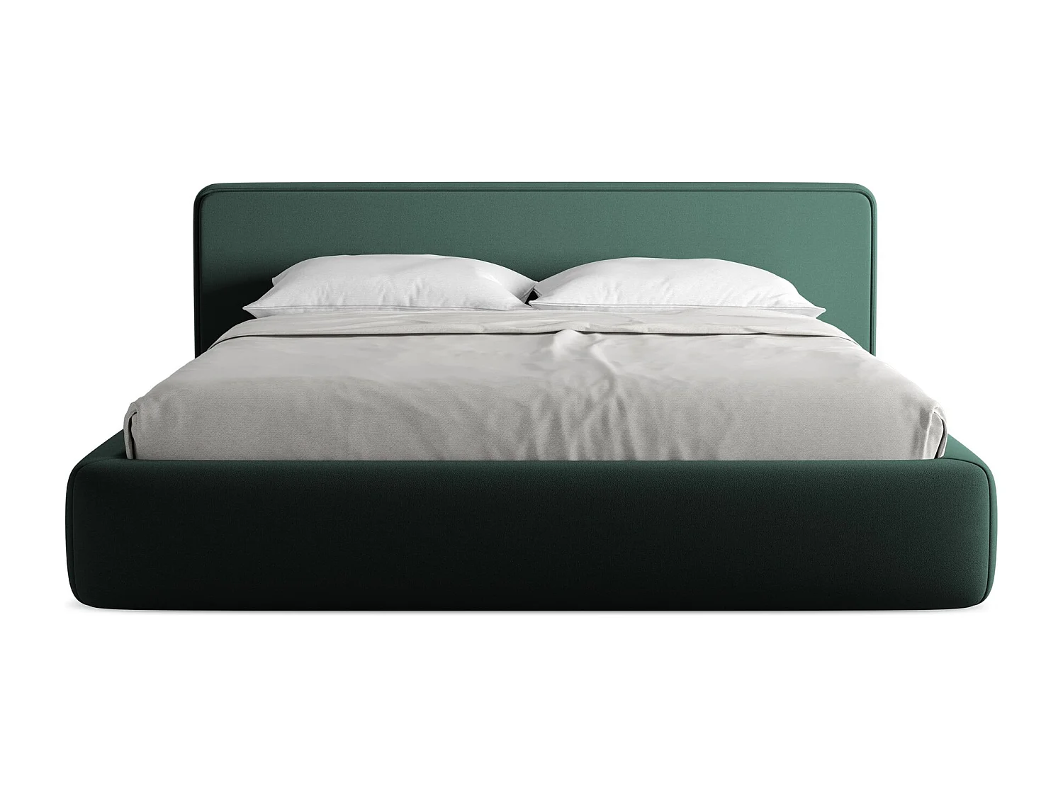 Lit rembourré avec rangement 220 x 225 - en Bouclé - bouteille verte - KIANA