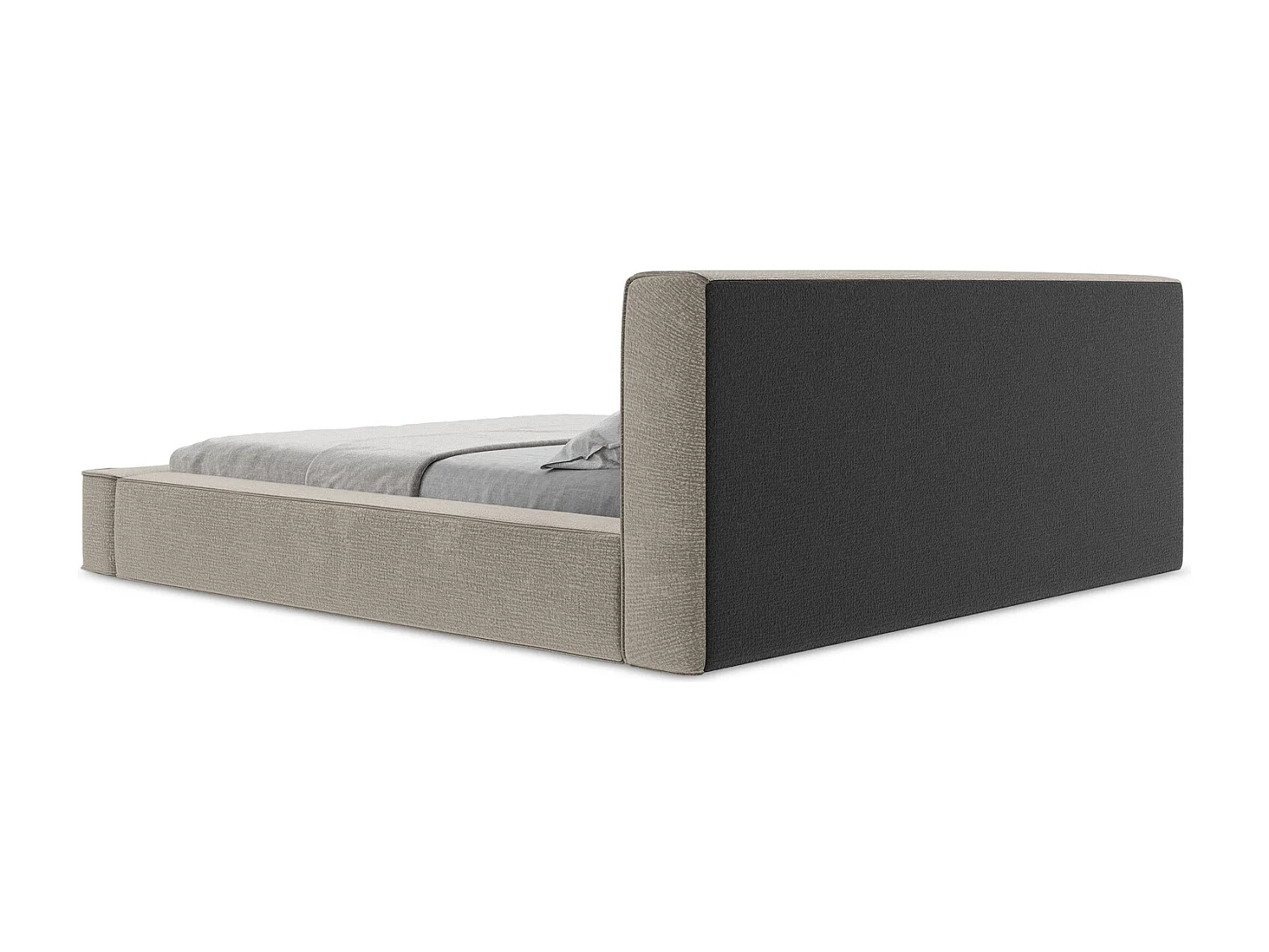 Polsterbed mit Stauraum - 200 x 240 - Strukturstoff - Taupe - NOHO