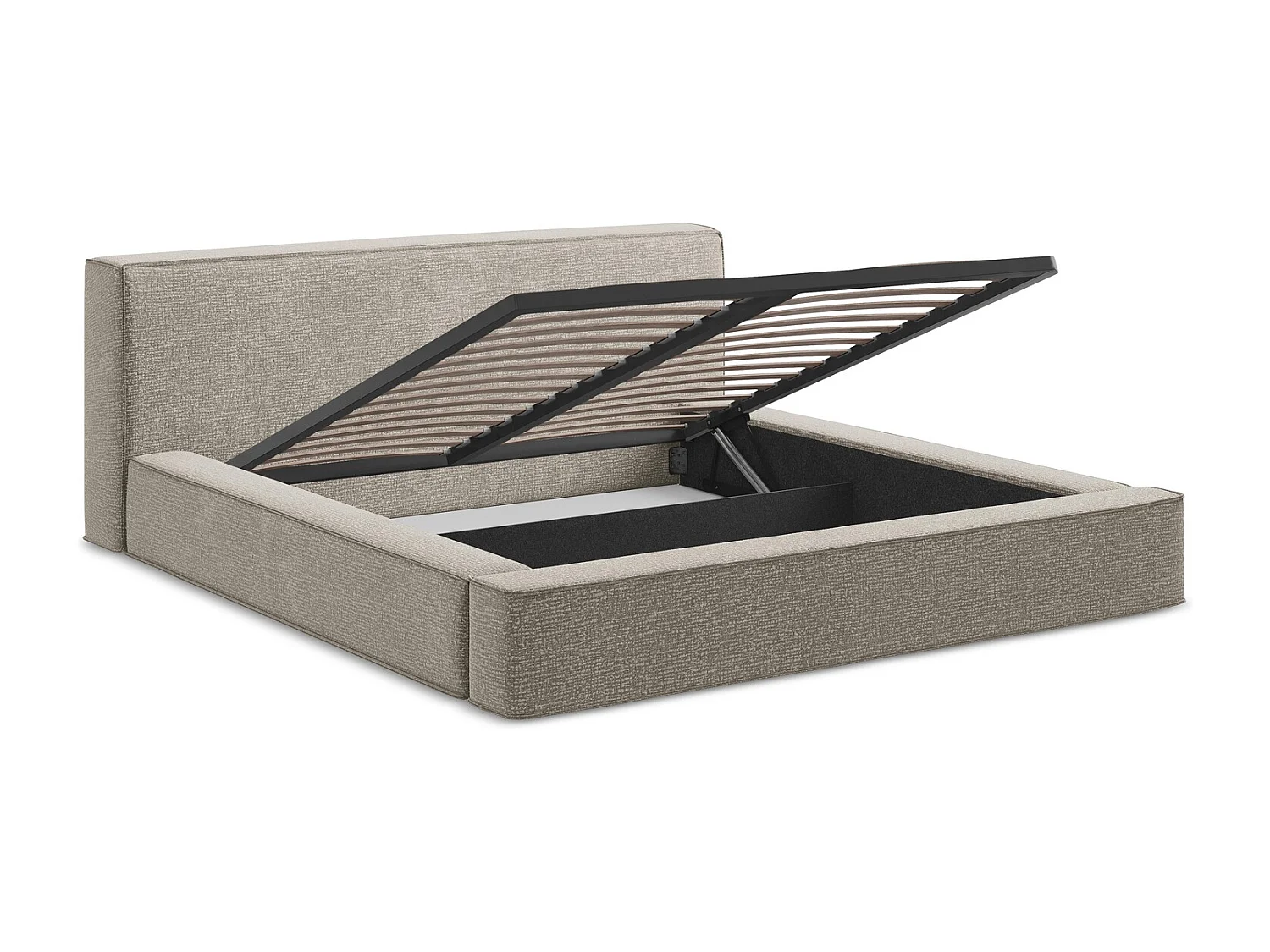 Bed met opbergruimte - 200 x 240 van Taupe Structuurstof - NOHO