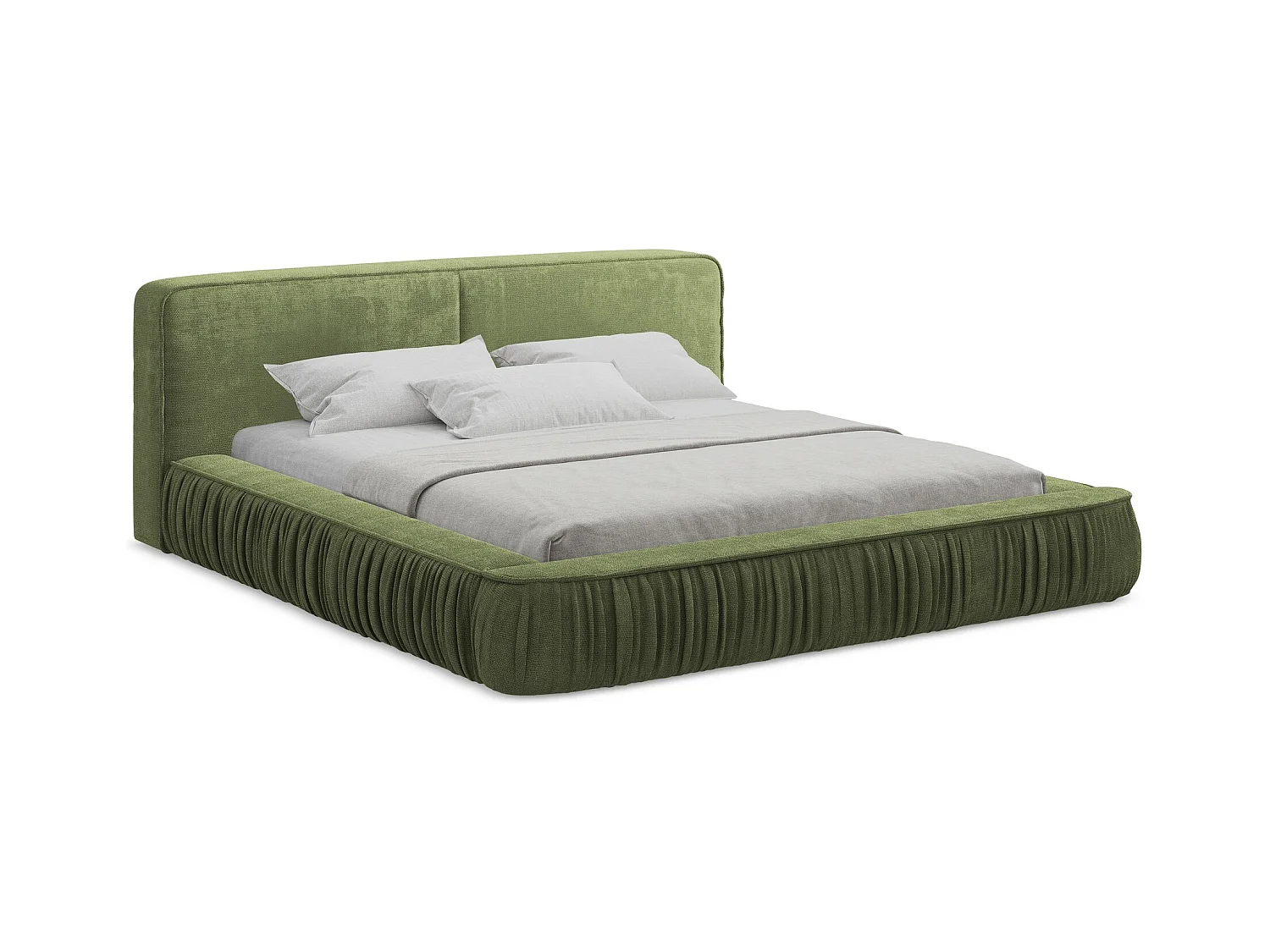 Cama con almacenaje de tela chenilla - 160x200 cmKEONI - verde - KEONI