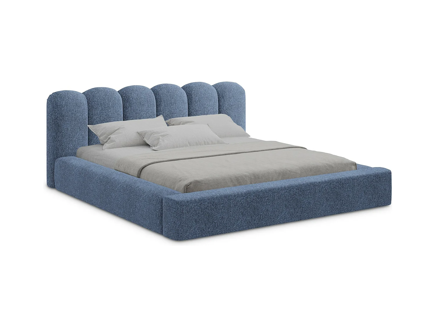 Lit rembourré avec rangement 220 x 238 - en Strukturstoff - bleu - MANO