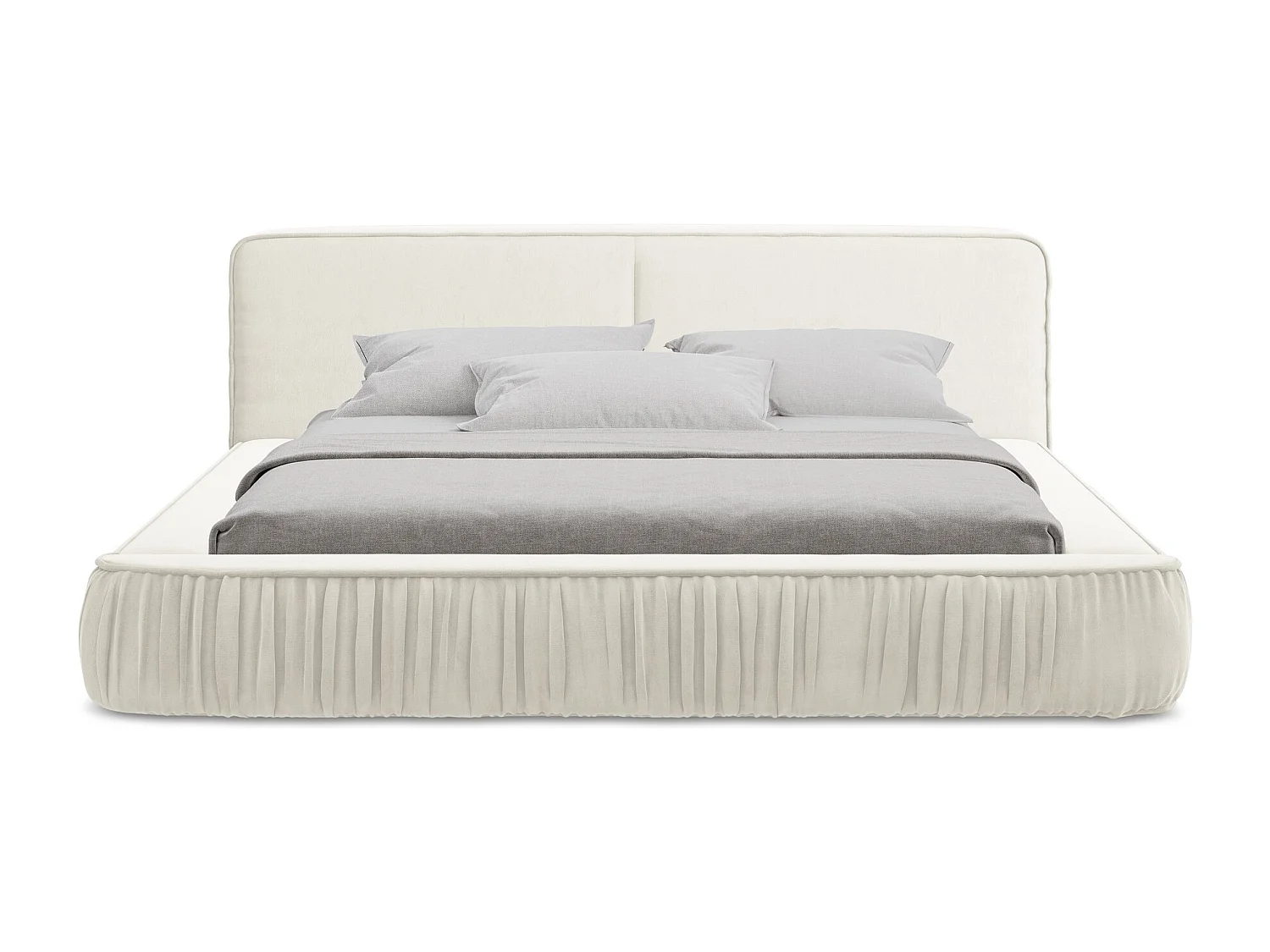 Lit rembourré avec rangement 218 x 238 - en Samt - beige clair - KEONI