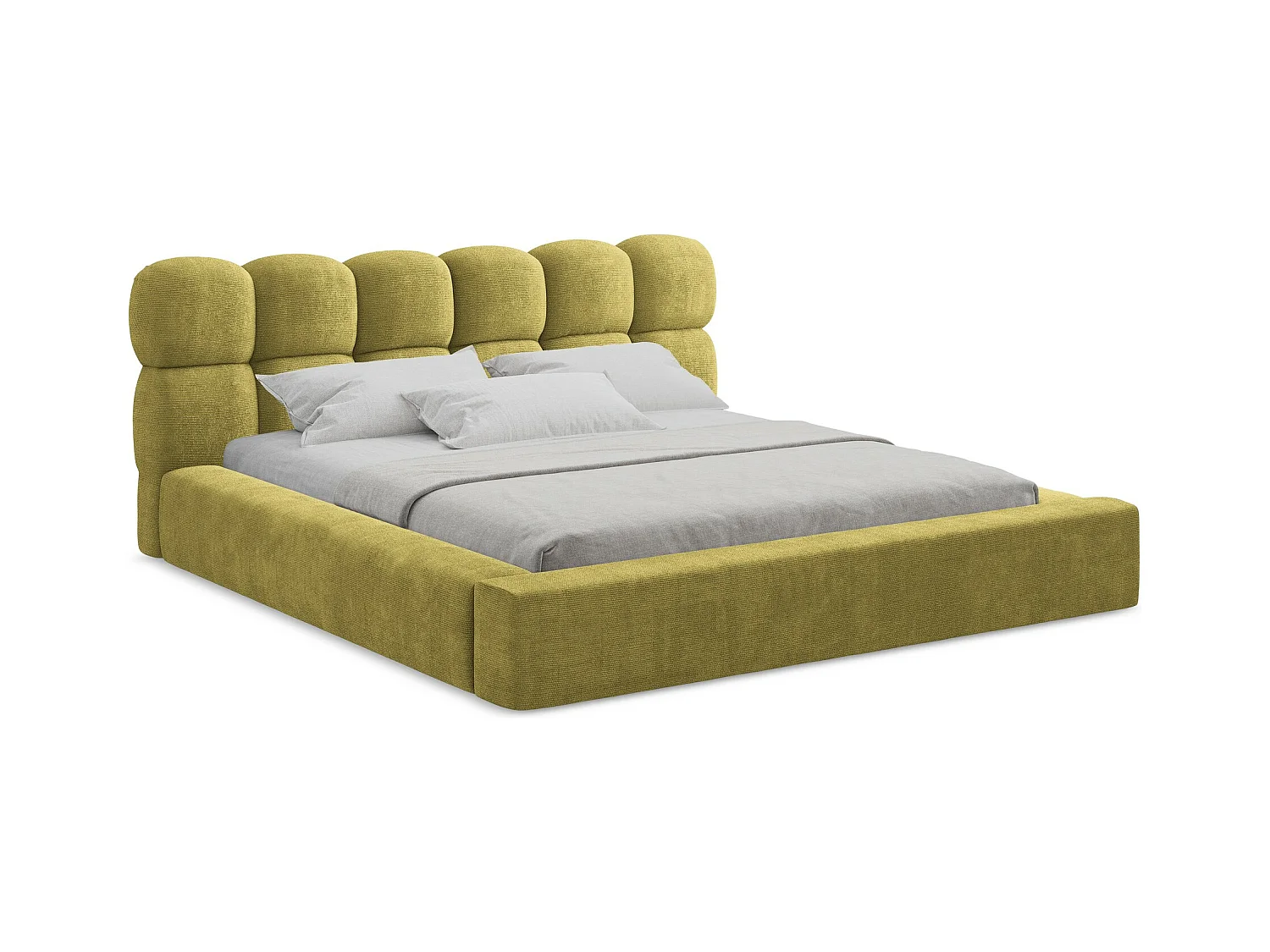 Polsterbed mit Stauraum - 200 x 240 - Chenille - Limettengrün - KAHU