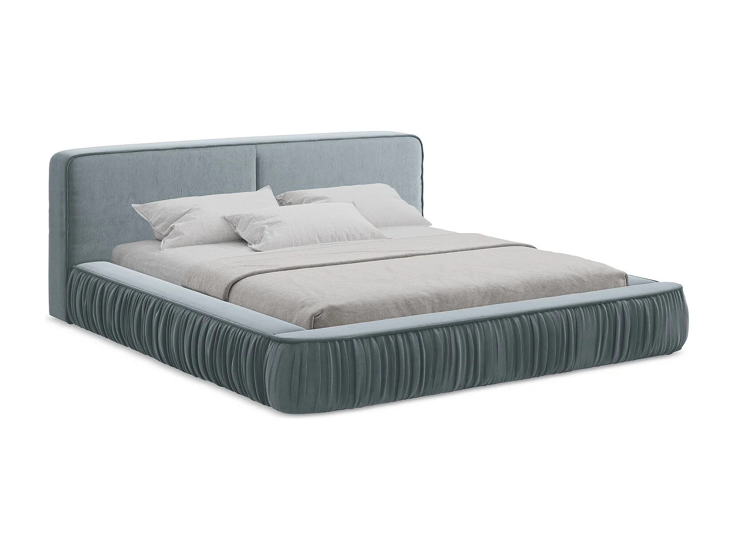 Bed met opbergruimte - 178 x 238 van Lichtblauw Fluweel - KEONI