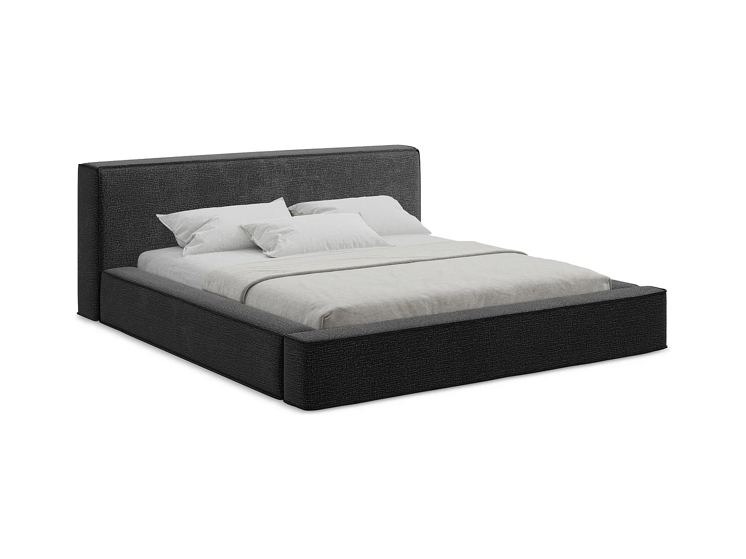 Polsterbed mit Stauraum - 200 x 240 - Strukturstoff - Anthrazit - NOHO