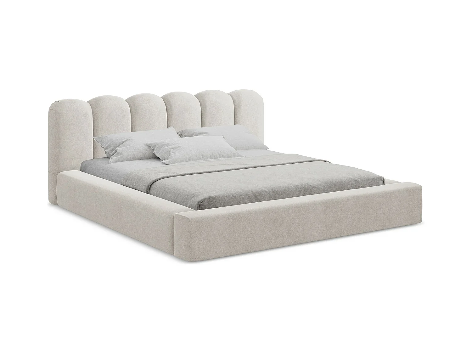 Lit rembourré avec rangement 200 x 238 - en Samt - beige clair - MANO