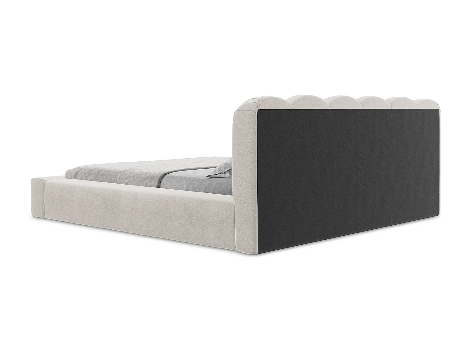 Lit rembourré avec rangement 200 x 238 - en Samt - beige clair - MANO