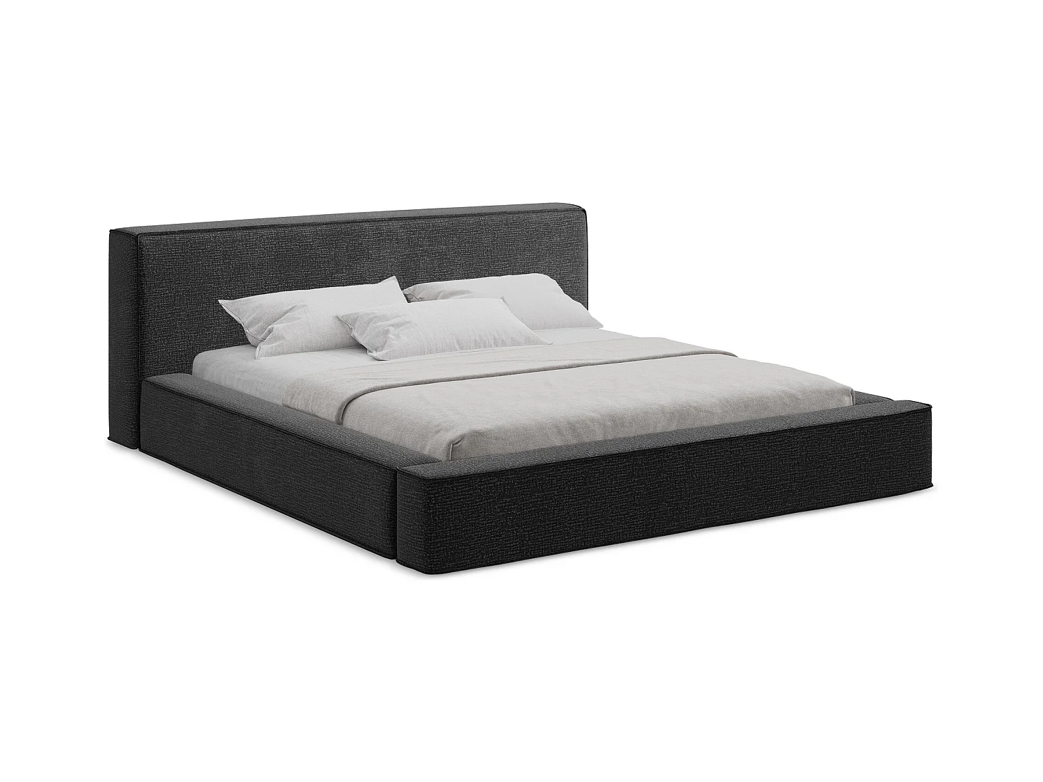 Lit rembourré avec rangement 220 x 240 - en Strukturstoff - anthracite - NOHO