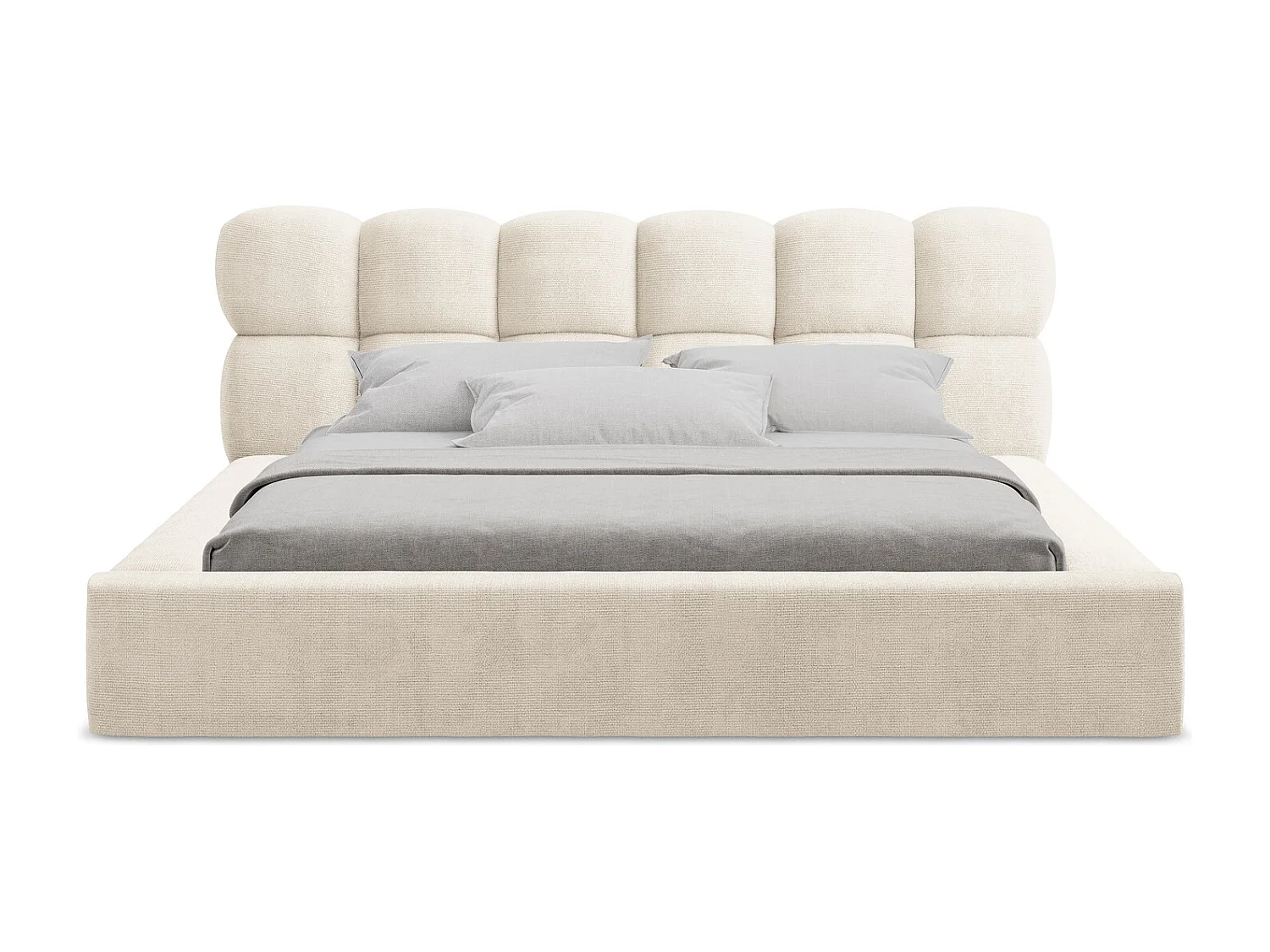 Bed met opbergruimte - 220 x 240 van Lichtbeige Chenille - KAHU