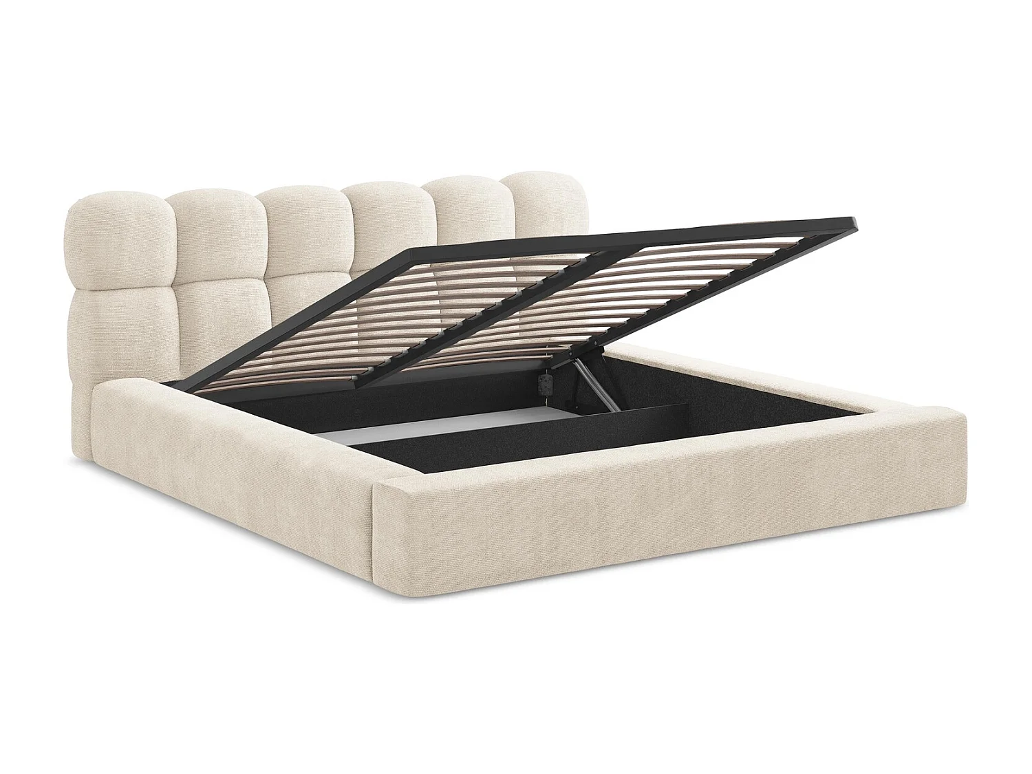 Bed met opbergruimte - 220 x 240 van Lichtbeige Chenille - KAHU