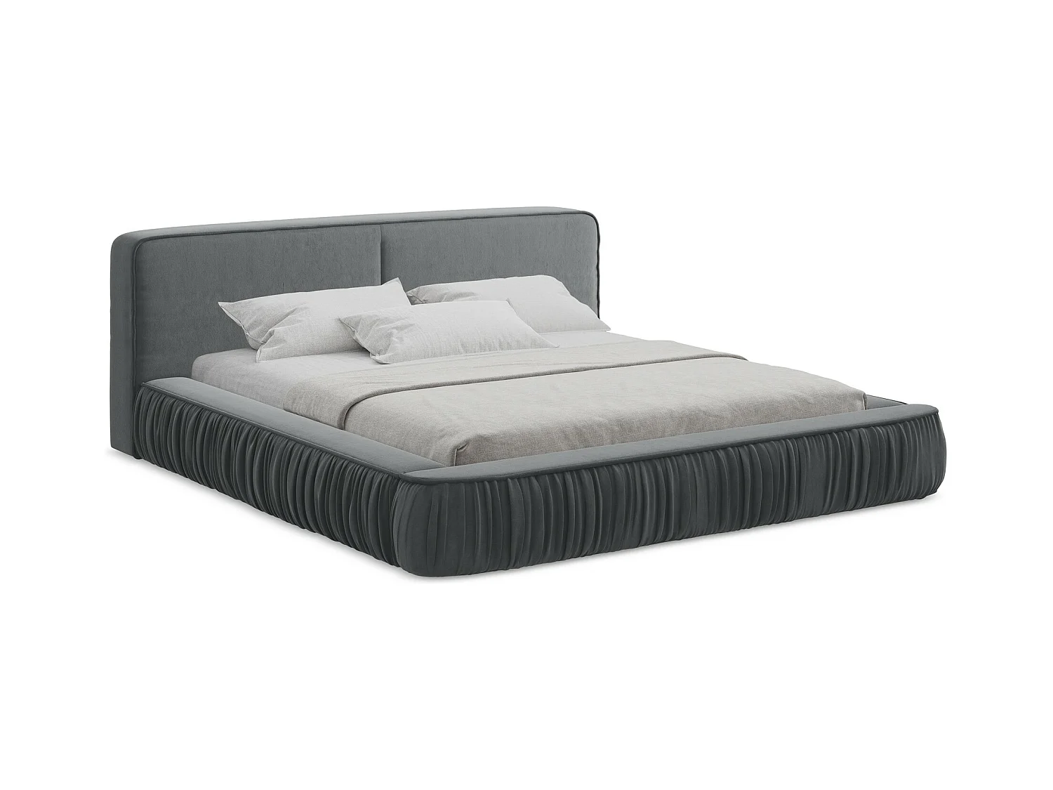 Lit rembourré avec rangement 218 x 238 - en Samt - acier - KEONI