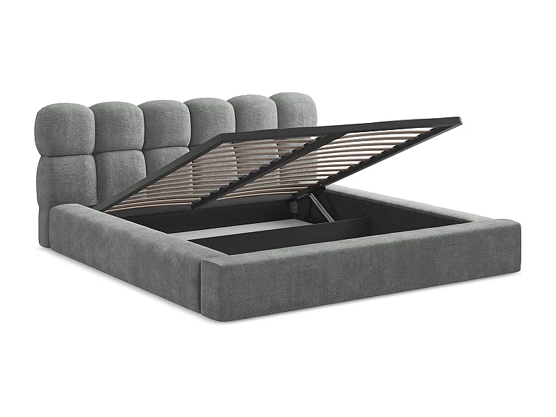 Polsterbed mit Stauraum - 220 x 240 - Chenille - Grau - KAHU