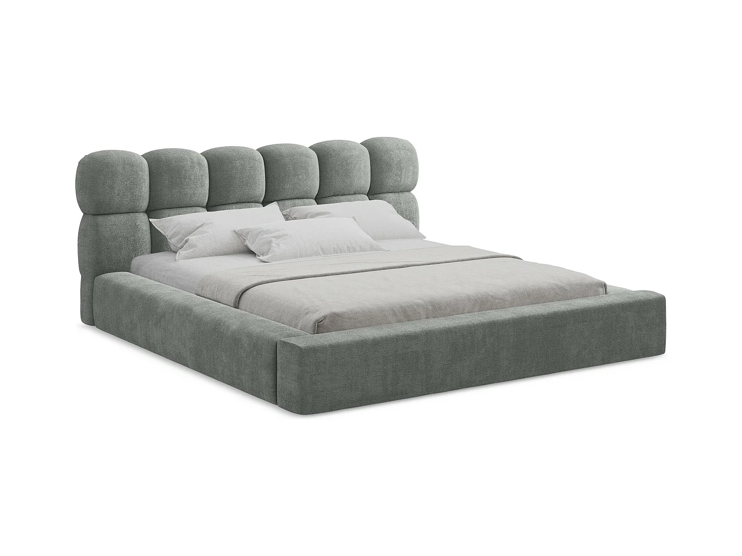 Polsterbed mit Stauraum - 220 x 240 - Chenille - Grau - KAHU