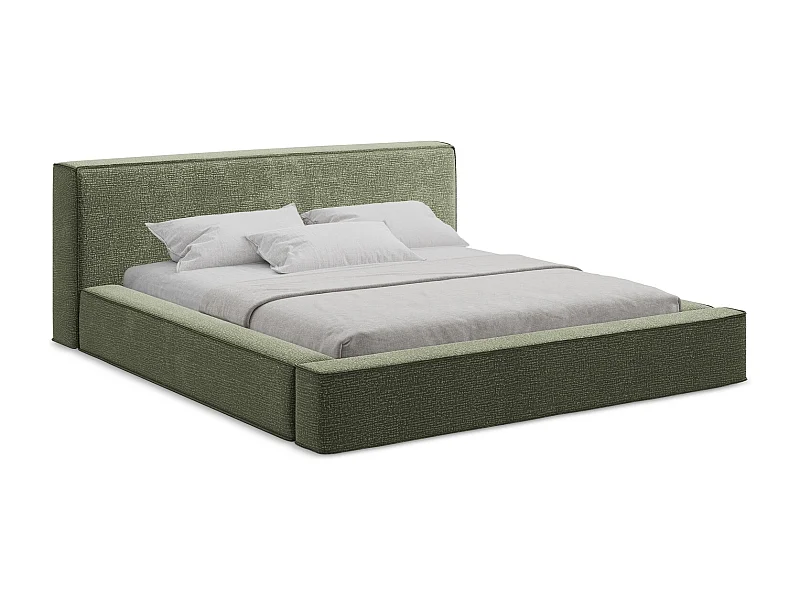 Polsterbed mit Stauraum - 180 x 240 - Strukturstoff - Olive - NOHO