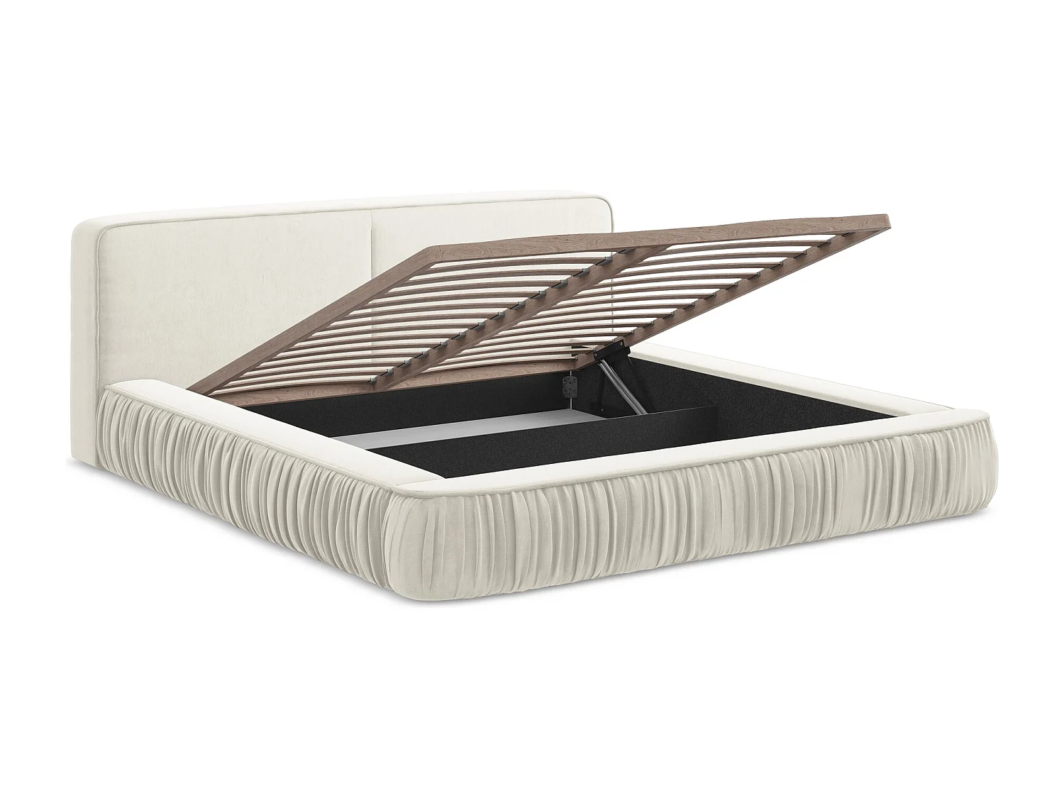 Lit rembourré avec rangement 178 x 238 - en Samt - beige clair - KEONI