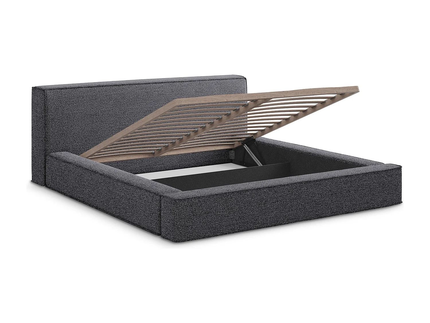 Lit rembourré avec rangement 180 x 240 - en Bouclé - anthracite - NOHO