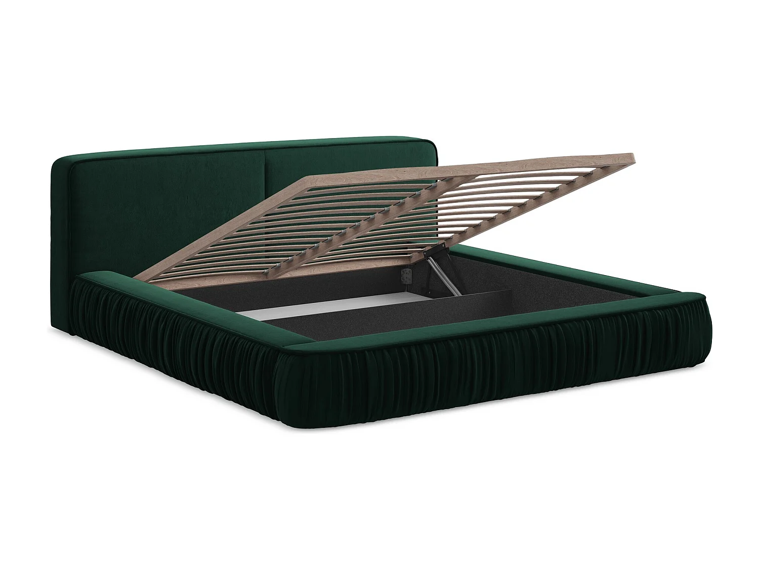 Polsterbed mit Stauraum - 178 x 238 - Samt - Flaschengrün - KEONI