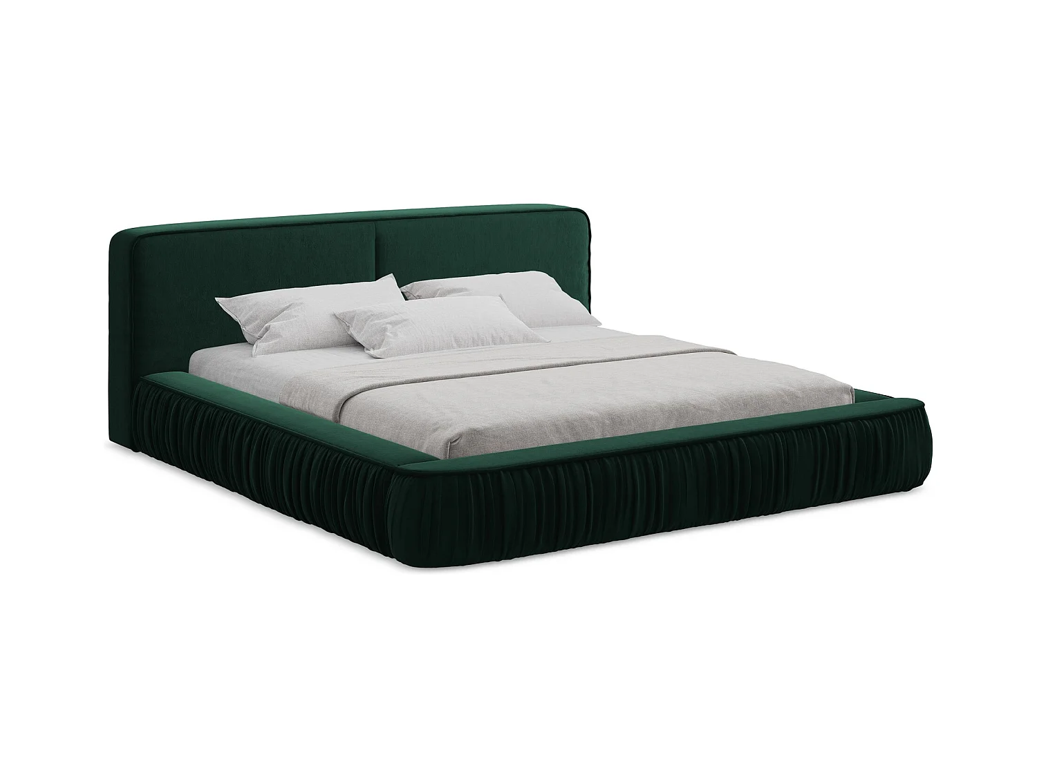 Lit rembourré avec rangement 178 x 238 - en Samt - bouteille verte - KEONI