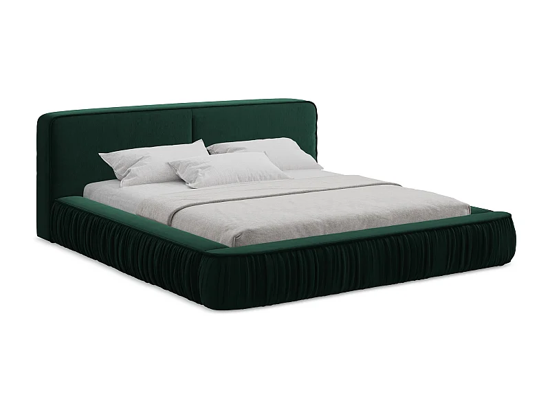 Polsterbed mit Stauraum - 178 x 238 - Samt - Flaschengrün - KEONI