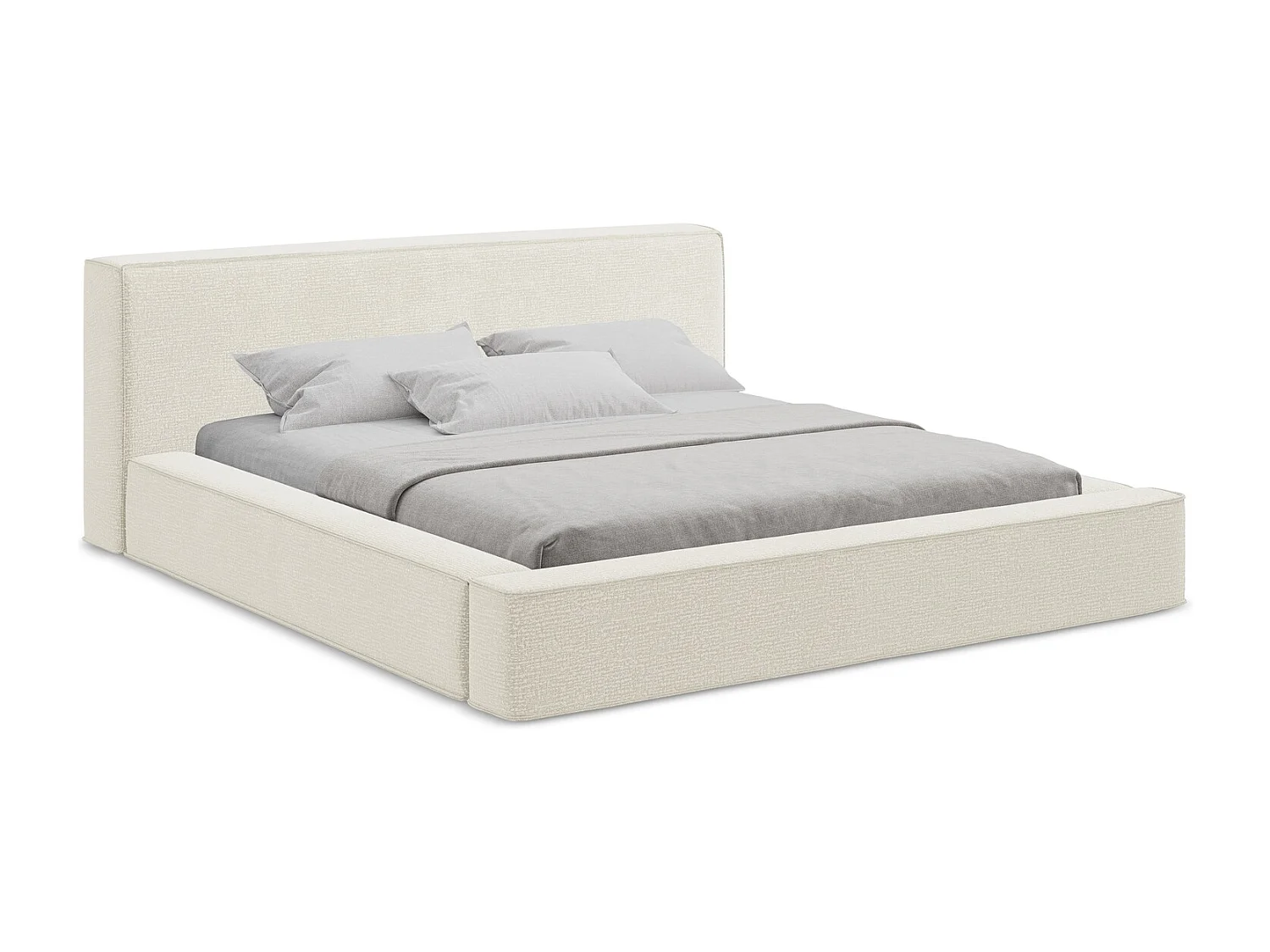 Polsterbed mit Stauraum - 200 x 240 - Strukturstoff - Beige - NOHO