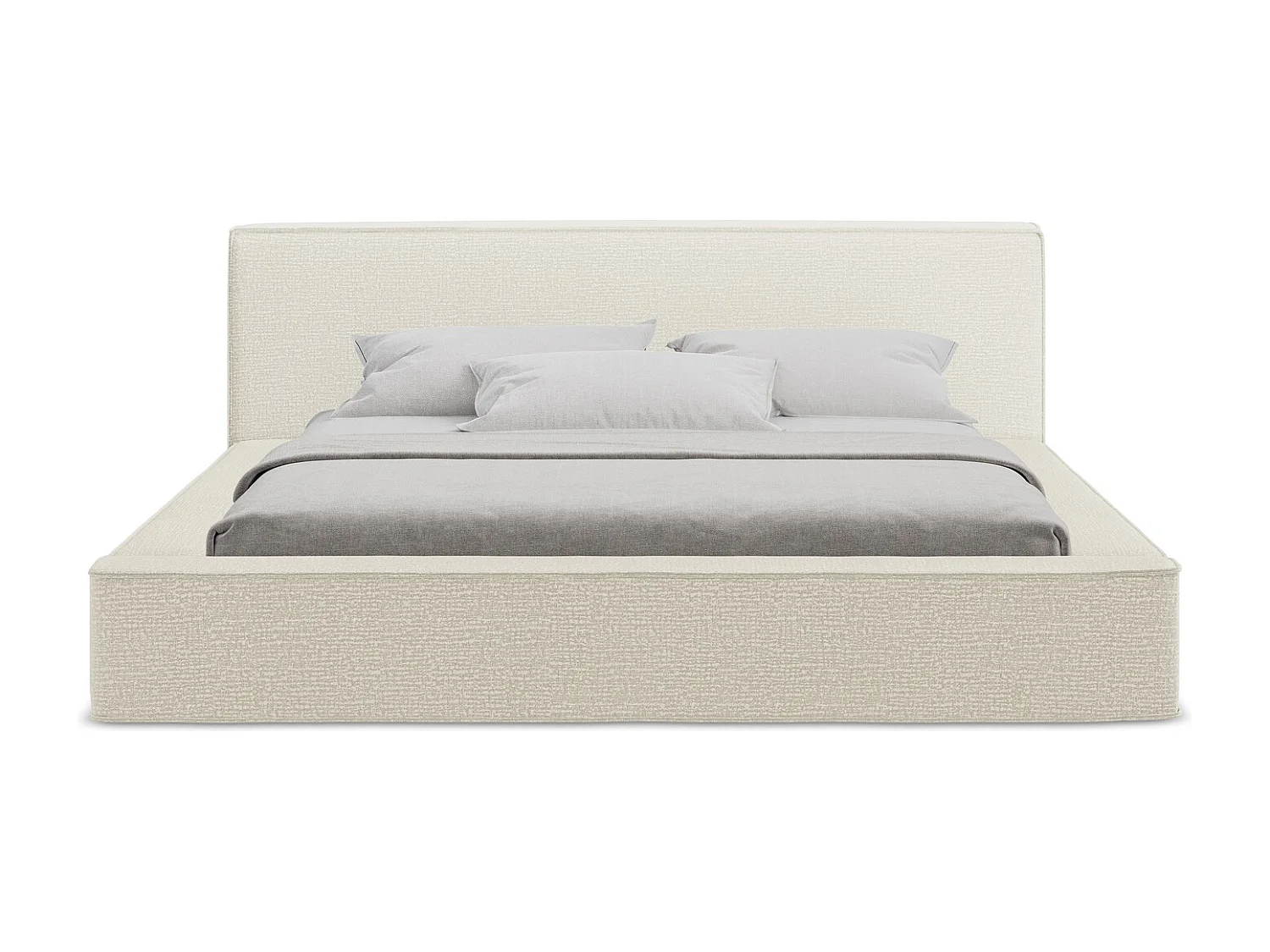 Polsterbed mit Stauraum - 200 x 240 - Strukturstoff - Beige - NOHO