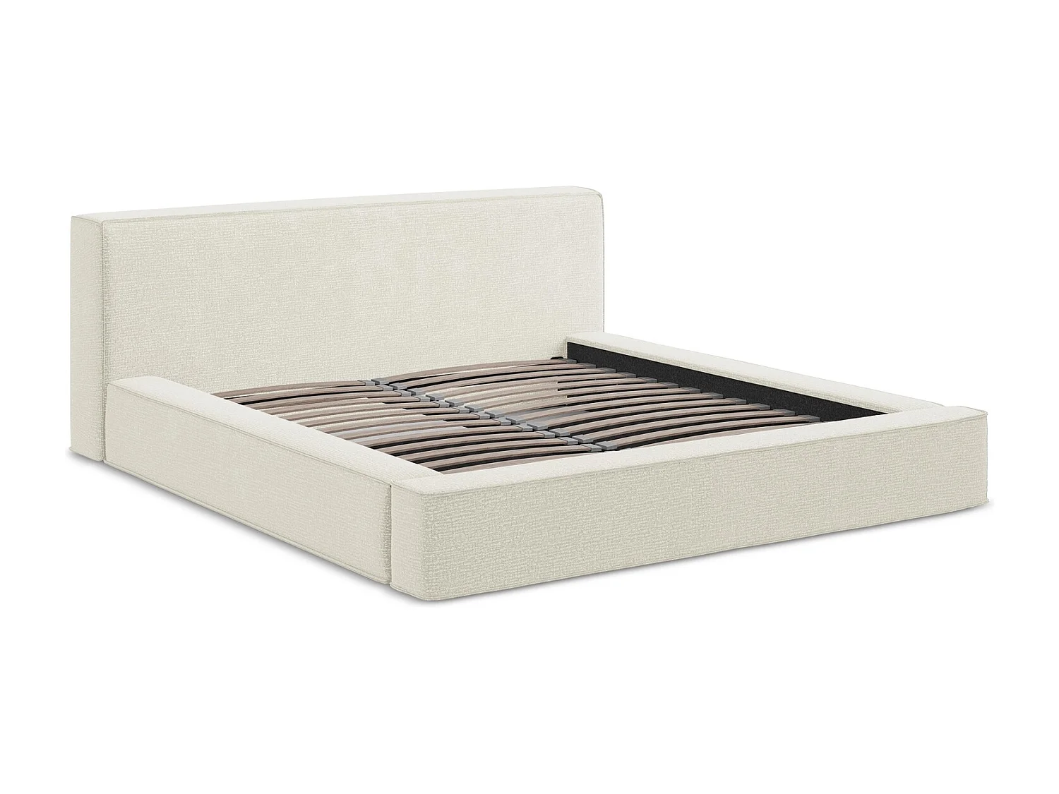 Polsterbed mit Stauraum - 200 x 240 - Strukturstoff - Beige - NOHO