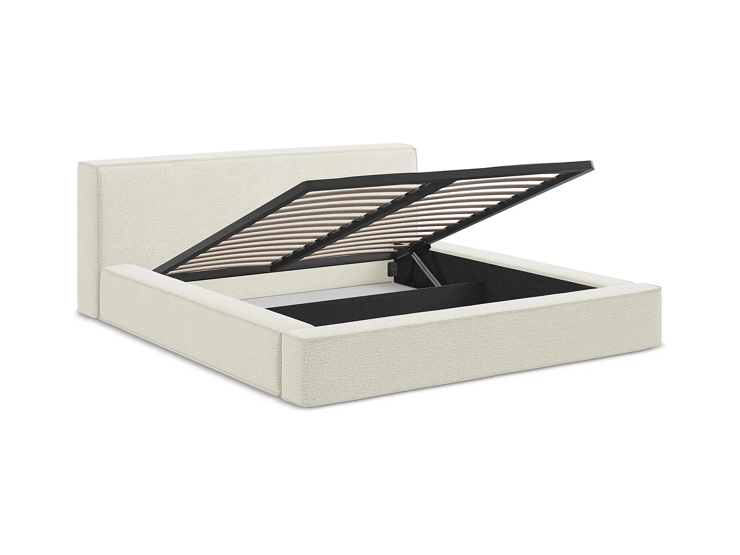 Polsterbed mit Stauraum - 200 x 240 - Strukturstoff - Beige - NOHO