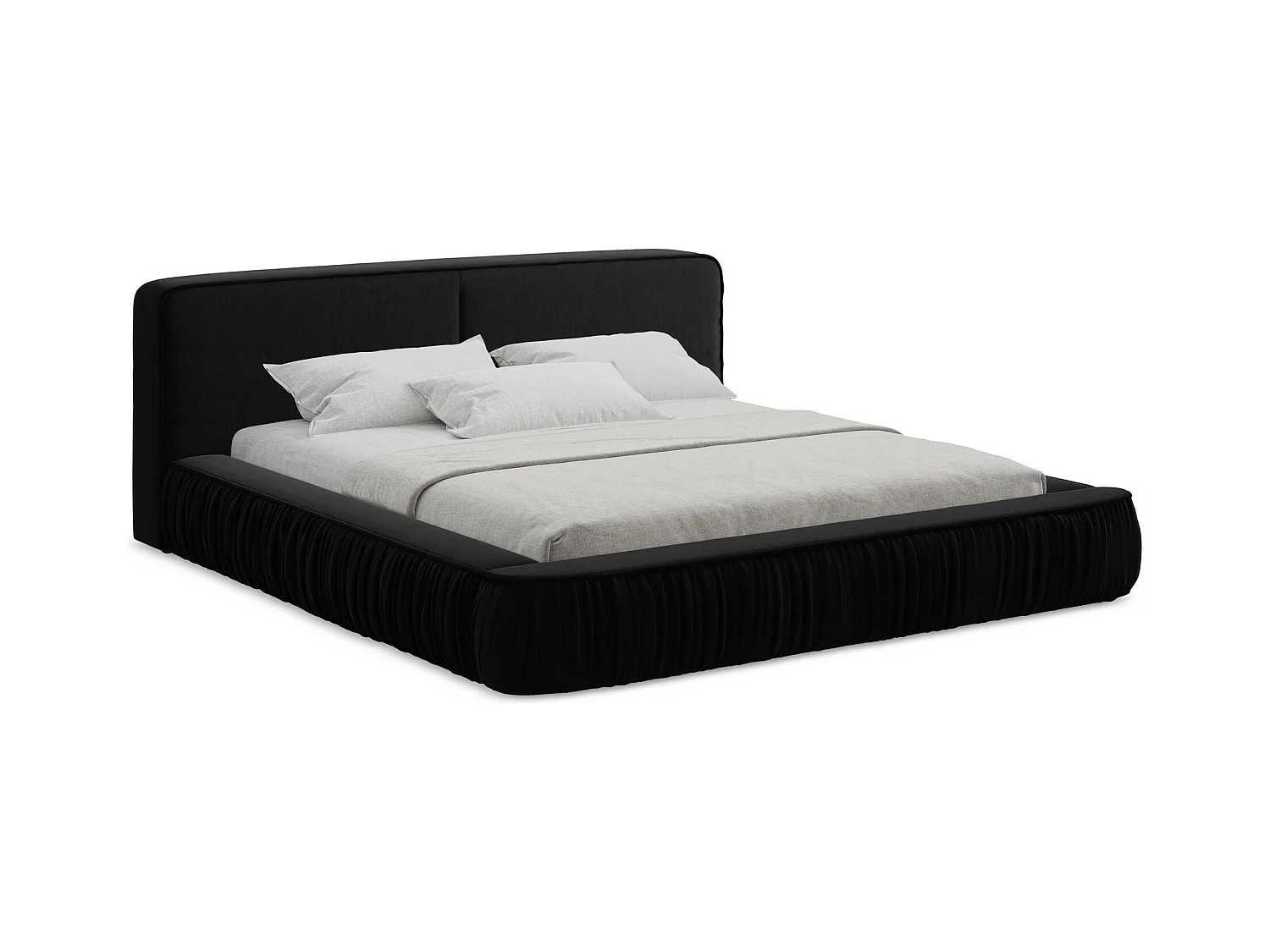 Lit rembourré avec rangement 218 x 238 - en Samt - noir - KEONI