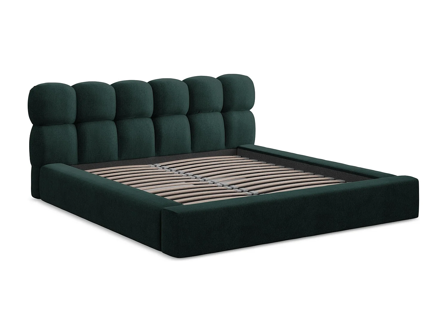 Lit rembourré avec rangement 220 x 240 - en Samt - gris vert - KAHU