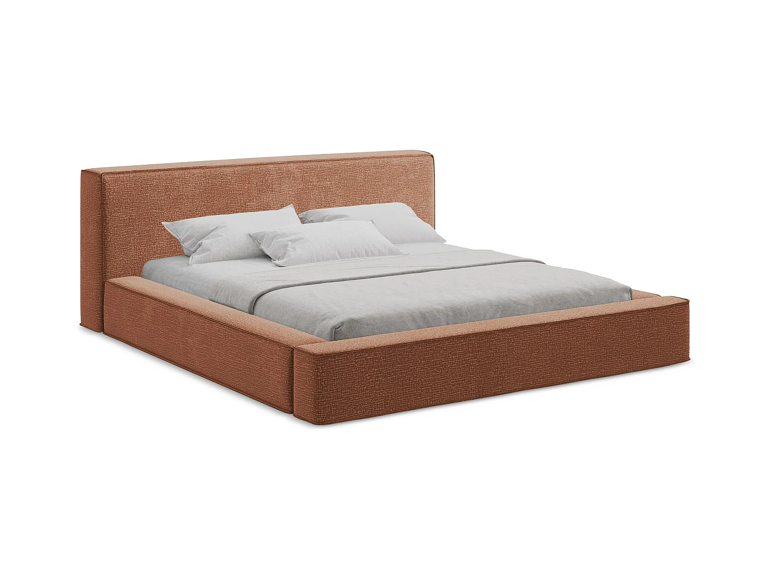Lit rembourré avec rangement 220 x 240 - en Strukturstoff - terre cuite - NOHO