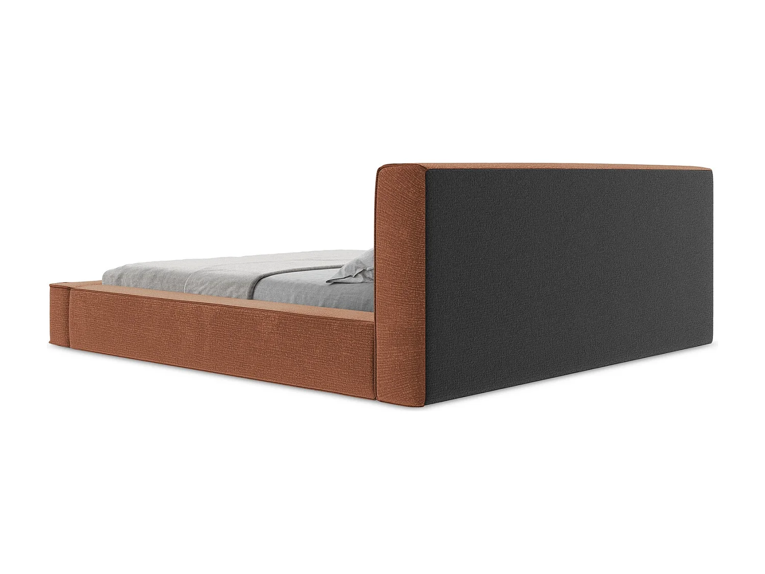 Lit rembourré avec rangement 220 x 240 - en Strukturstoff - terre cuite - NOHO