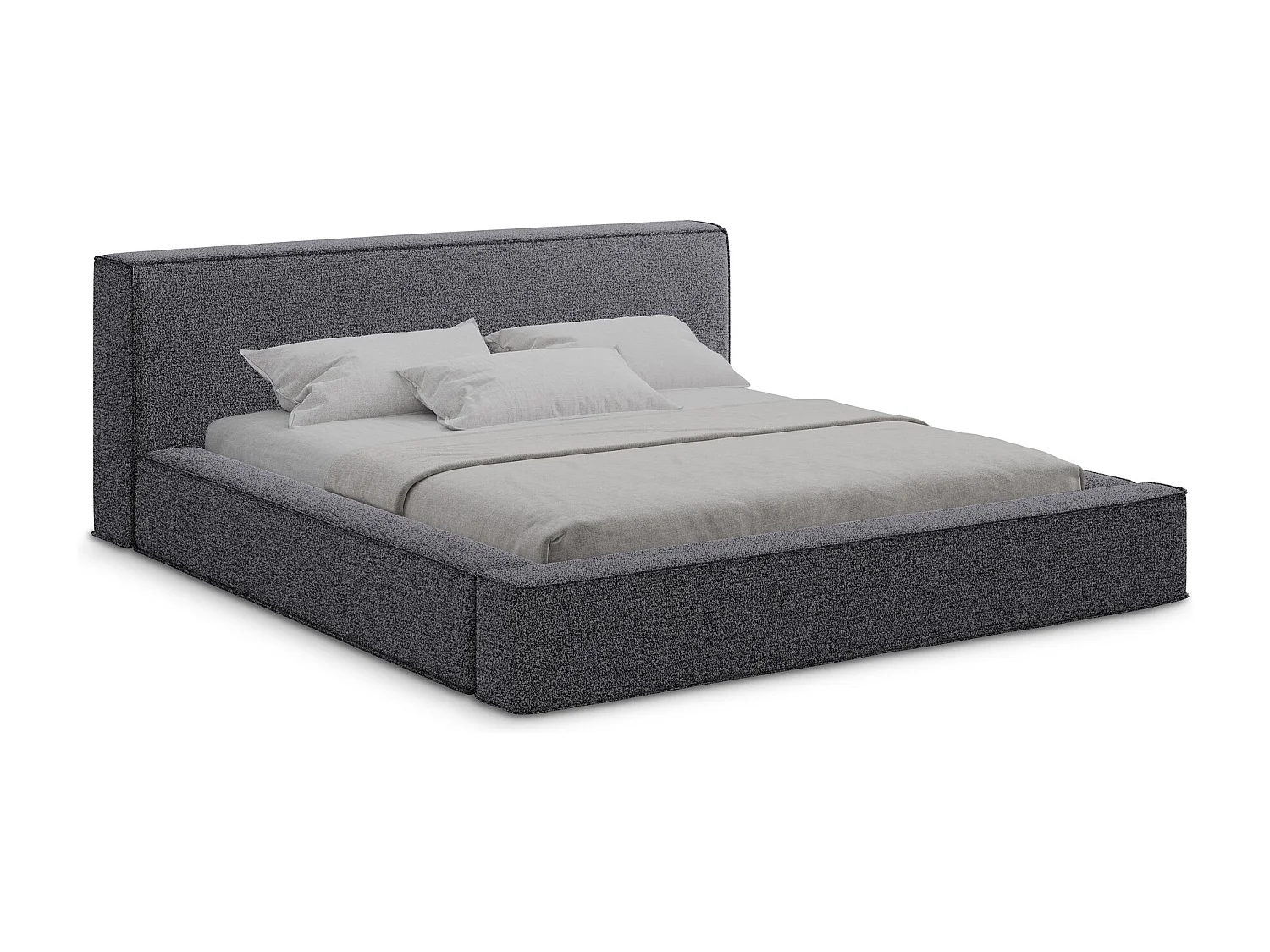 Polsterbed mit Stauraum - 200 x 240 - Bouclé - Anthrazit - NOHO