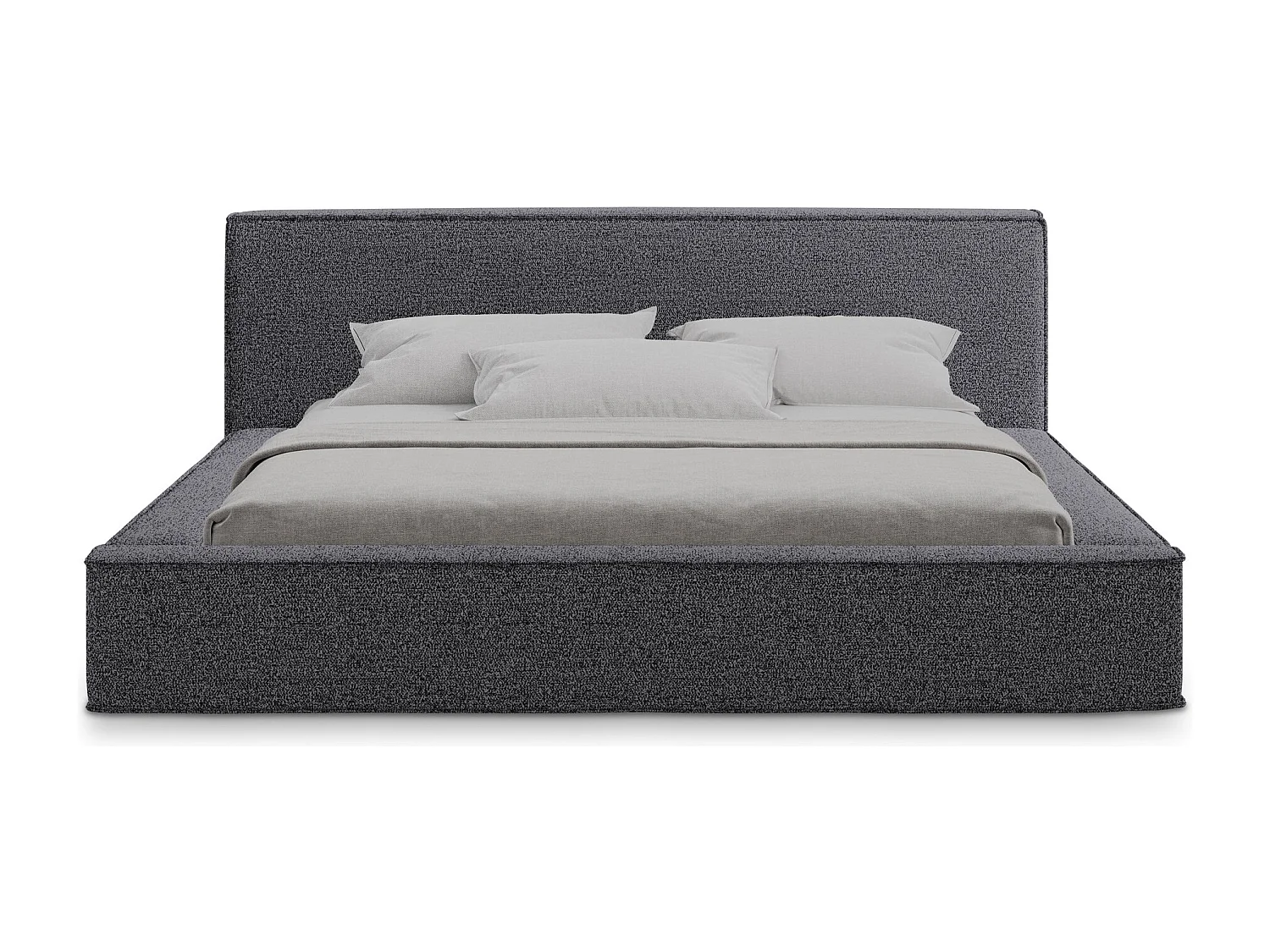 Polsterbed mit Stauraum - 200 x 240 - Bouclé - Anthrazit - NOHO