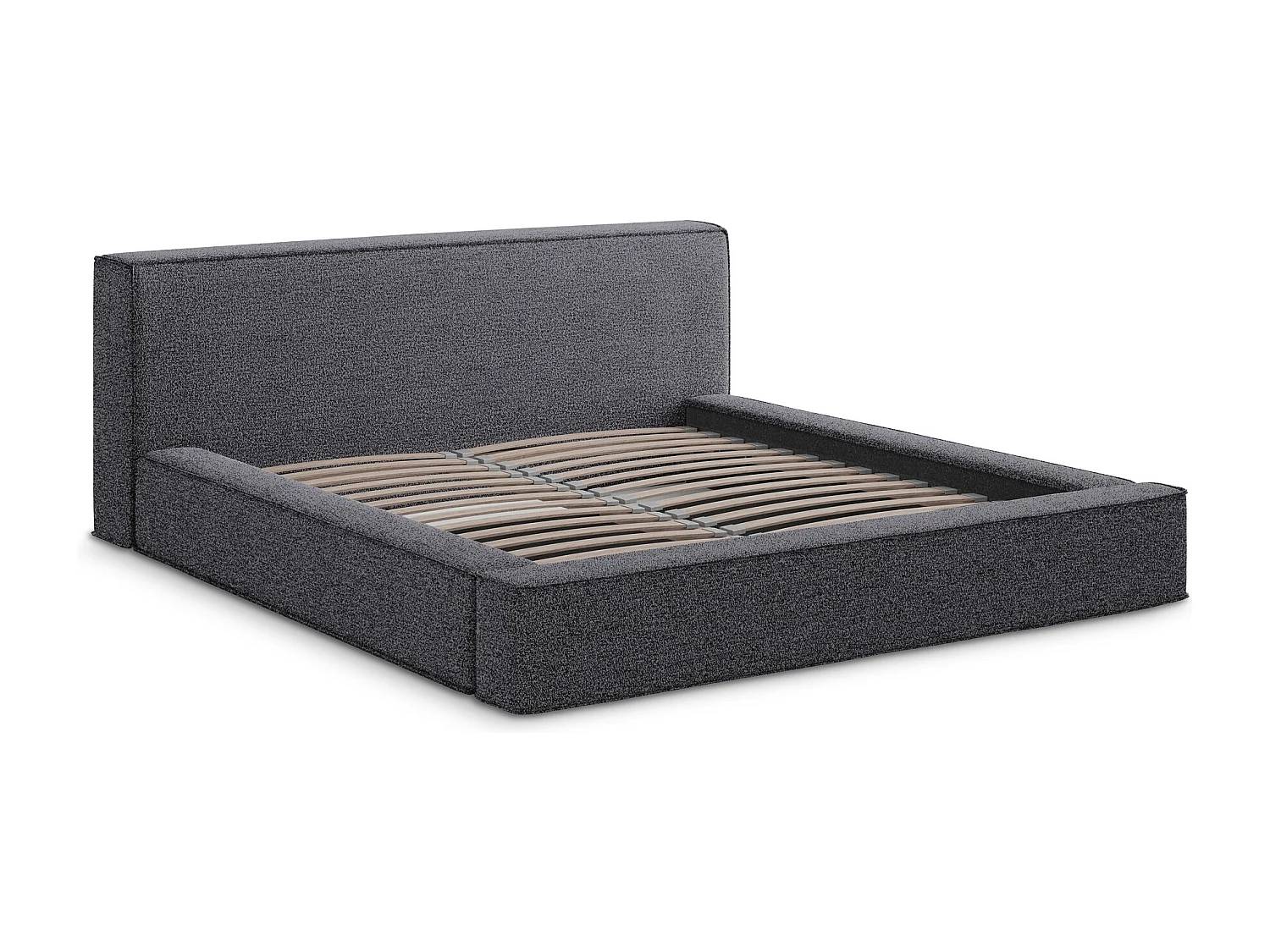 Polsterbed mit Stauraum - 200 x 240 - Bouclé - Anthrazit - NOHO
