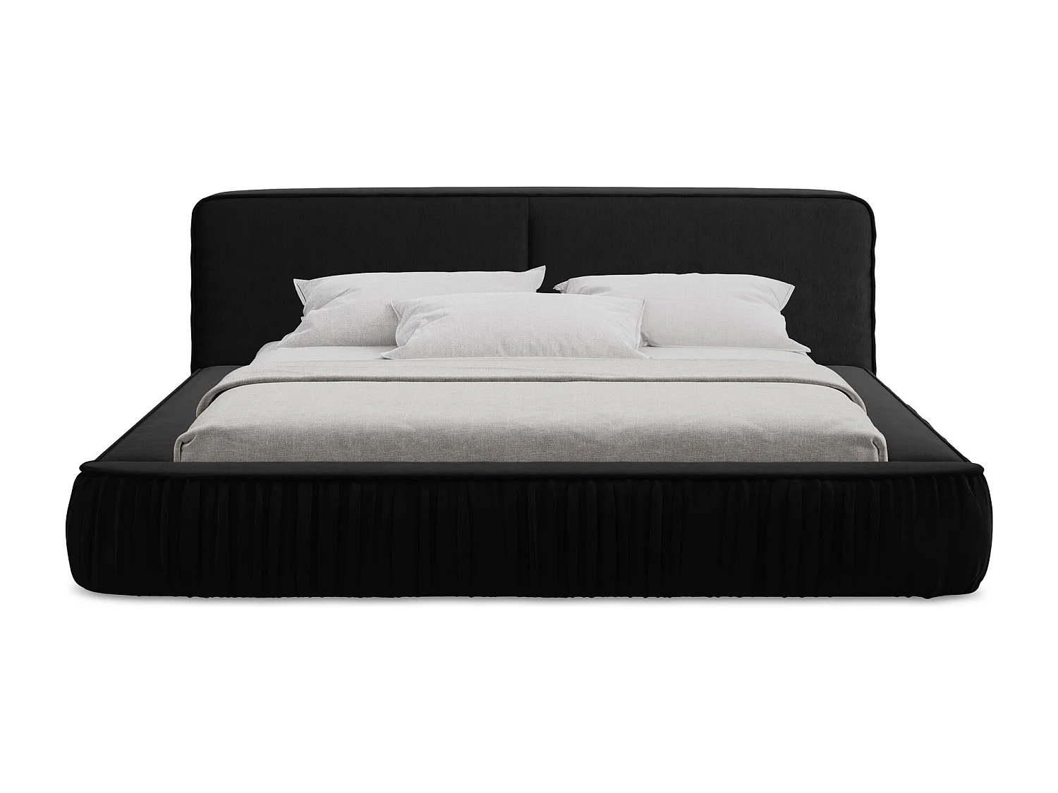 Polsterbed mit Stauraum - 198 x 238 - Samt - Schwarz - KEONI