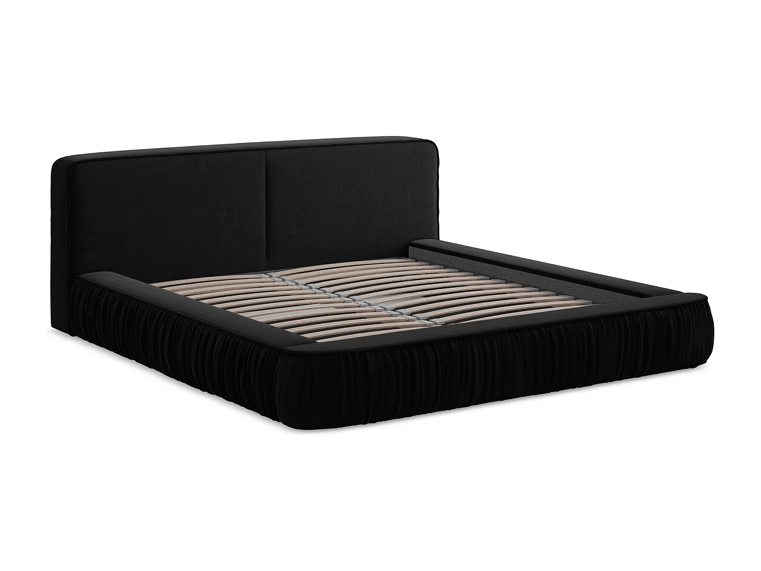Polsterbed mit Stauraum - 198 x 238 - Samt - Schwarz - KEONI